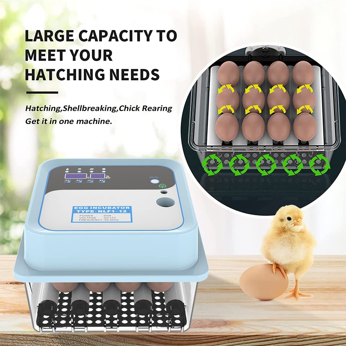 Digital Mini Automatic Egg Incubator for 6 Eggs - Temperature Control & Auto Egg Turner for Hatching Chicken, Turkey, Goose, Quail - Perfect for Home Poultry Farming & Backyard Hatching Projects