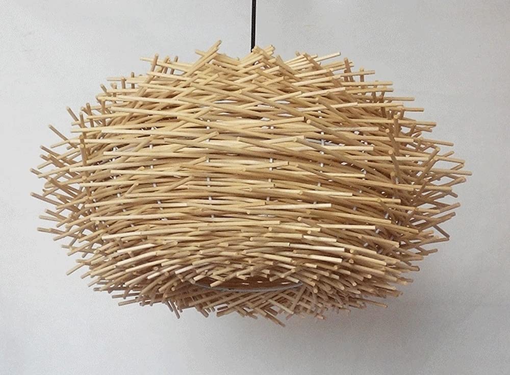 Modern Rattan Pendant Light Fixture - Adjustable Plug-in Hanging Lamp for Dining Room, Kitchen, Bedroom & Restaurant | Natural Woven Ceiling Lighting with Nest Design | Indoor Decorative Lighting for Home & Commercial Spaces