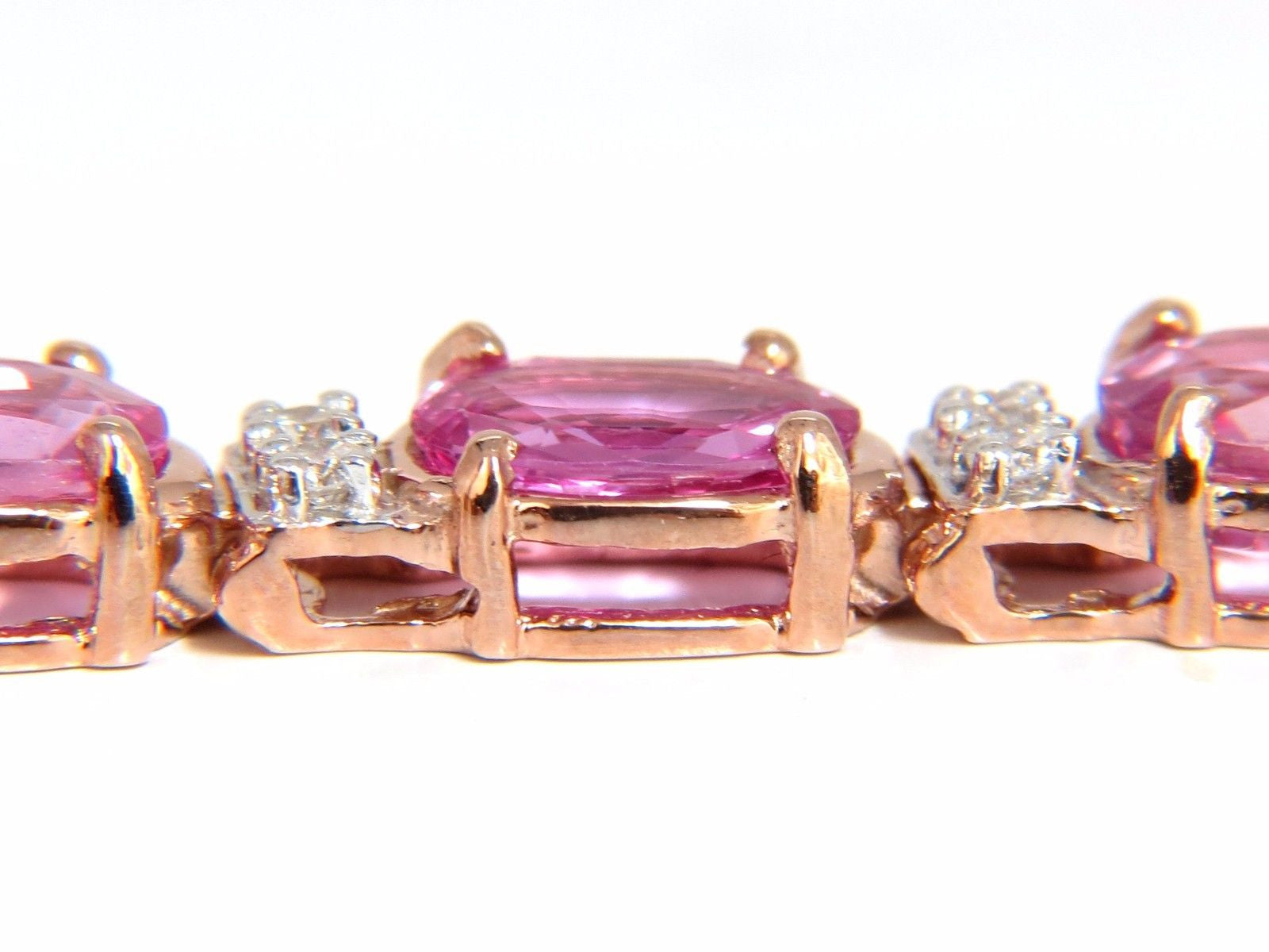 22.46ct Natural Vivid Pink Sapphire & Diamond Bracelet in 14K Gold | VS Clarity | Luxury Statement Jewelry for Weddings, Anniversaries & Special Occasions