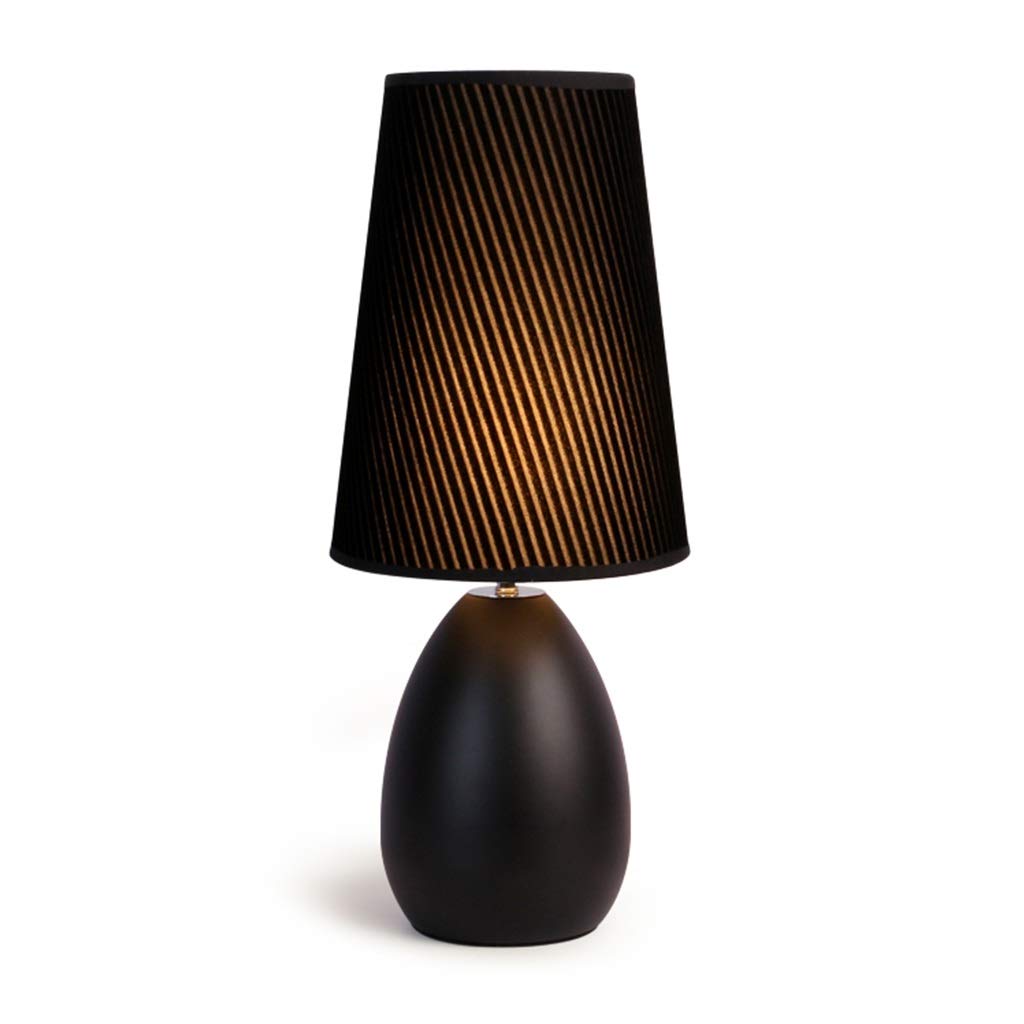 Dimmable LED Table Lamp - Ceramic Oval Desk Lamp with Simple Modern Design for Reading, Living Room, Bedroom & Nightstand - Black | Perfect for Home Office, Study, and Cozy Bedside Lighting
