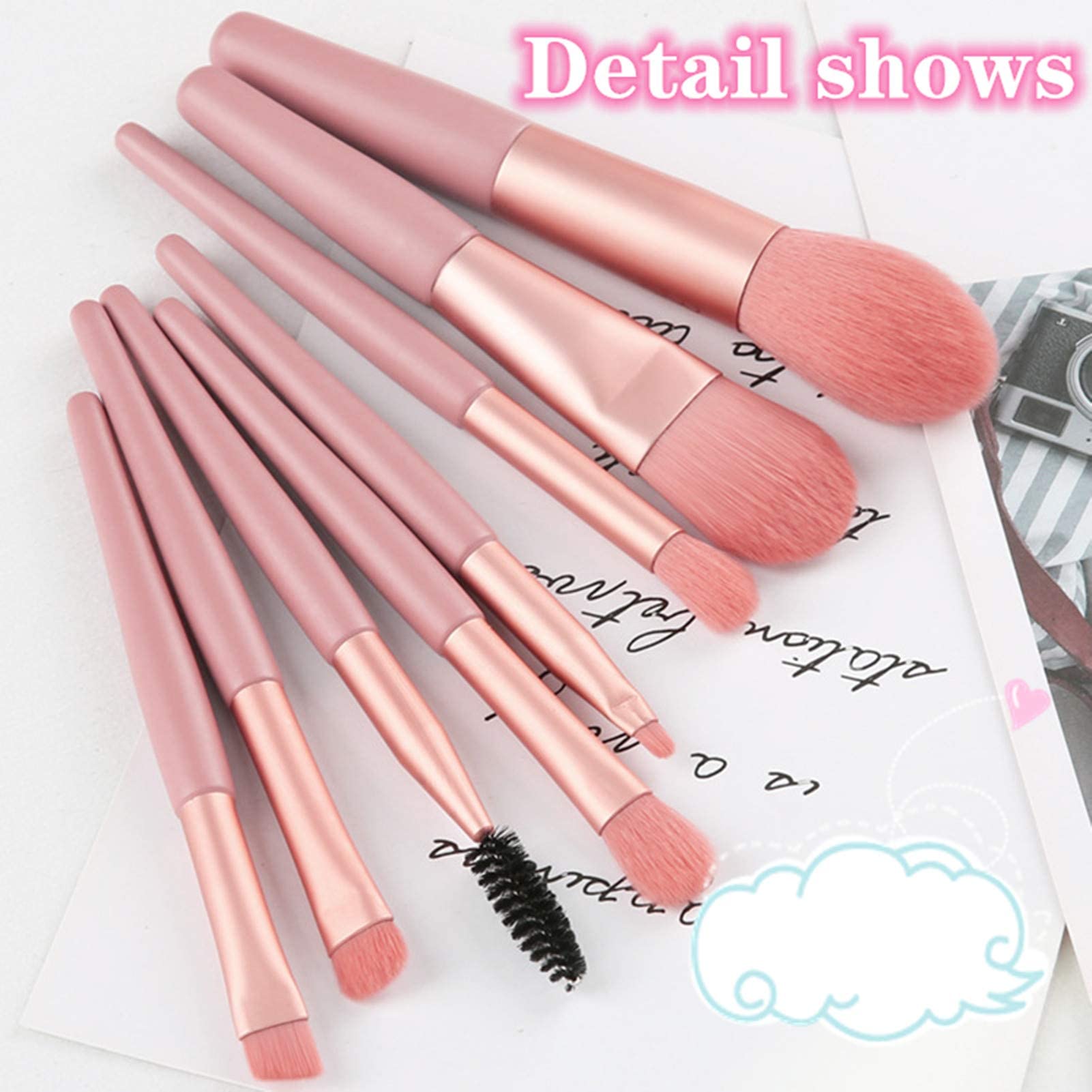 8PCS Mini Portable Makeup Brush Set - Synthetic Foundation, Powder, Blush, Concealer, Eyelash, Lip & Brow Brushes with Storage Bag | Perfect for Travel, Daily Makeup & Professional Cosmetics Application