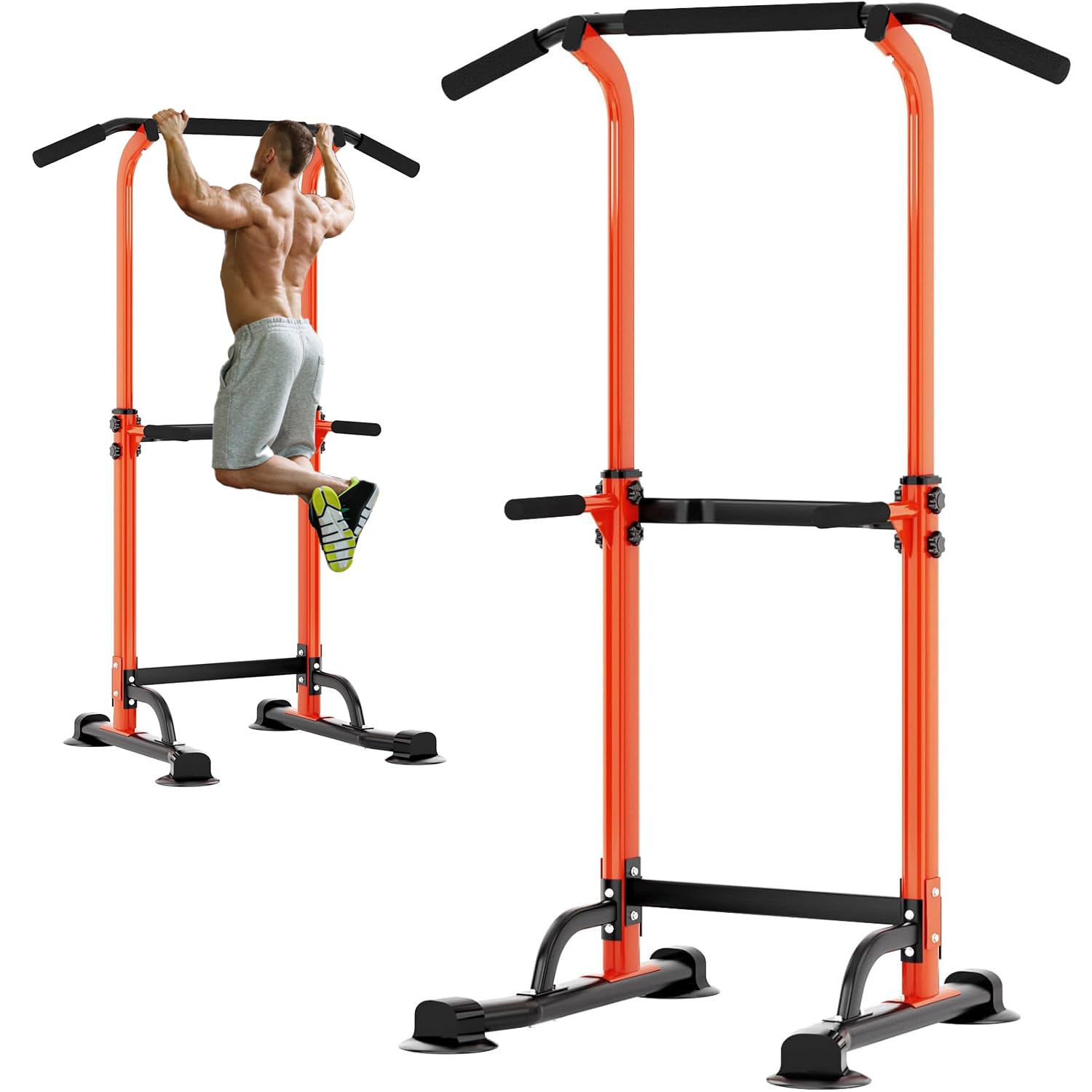 Soges Power Tower Pull Up Bar Station - Adjustable Free Standing Dip Station for Home Gym, Strength Training & Fitness Workout Equipment - Perfect for Home Exercise, Muscle Building & Full Body Workouts