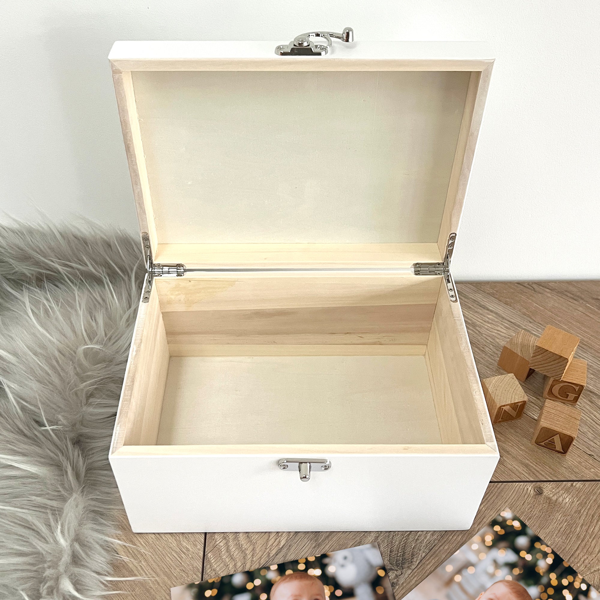Personalized Twinkle Twinkle Baby Keepsake Box - White Wooden Memory Chest for Newborns (3 Sizes: 22cm, 27cm, 30cm) - Perfect for Baby Showers, Christenings & First Birthday Gifts
