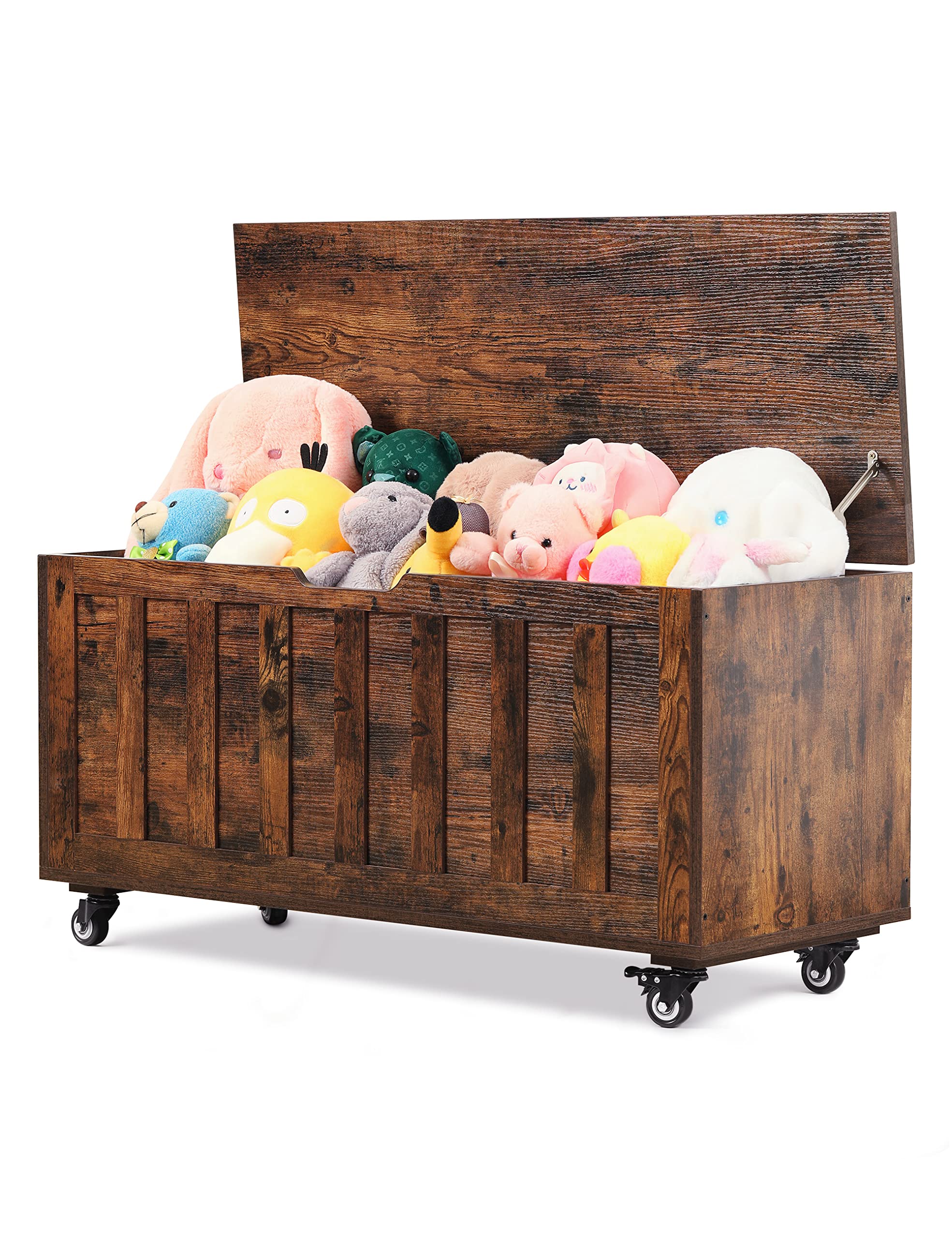 Evajoy Wooden Toy Storage Chest with Wheels - 39.4