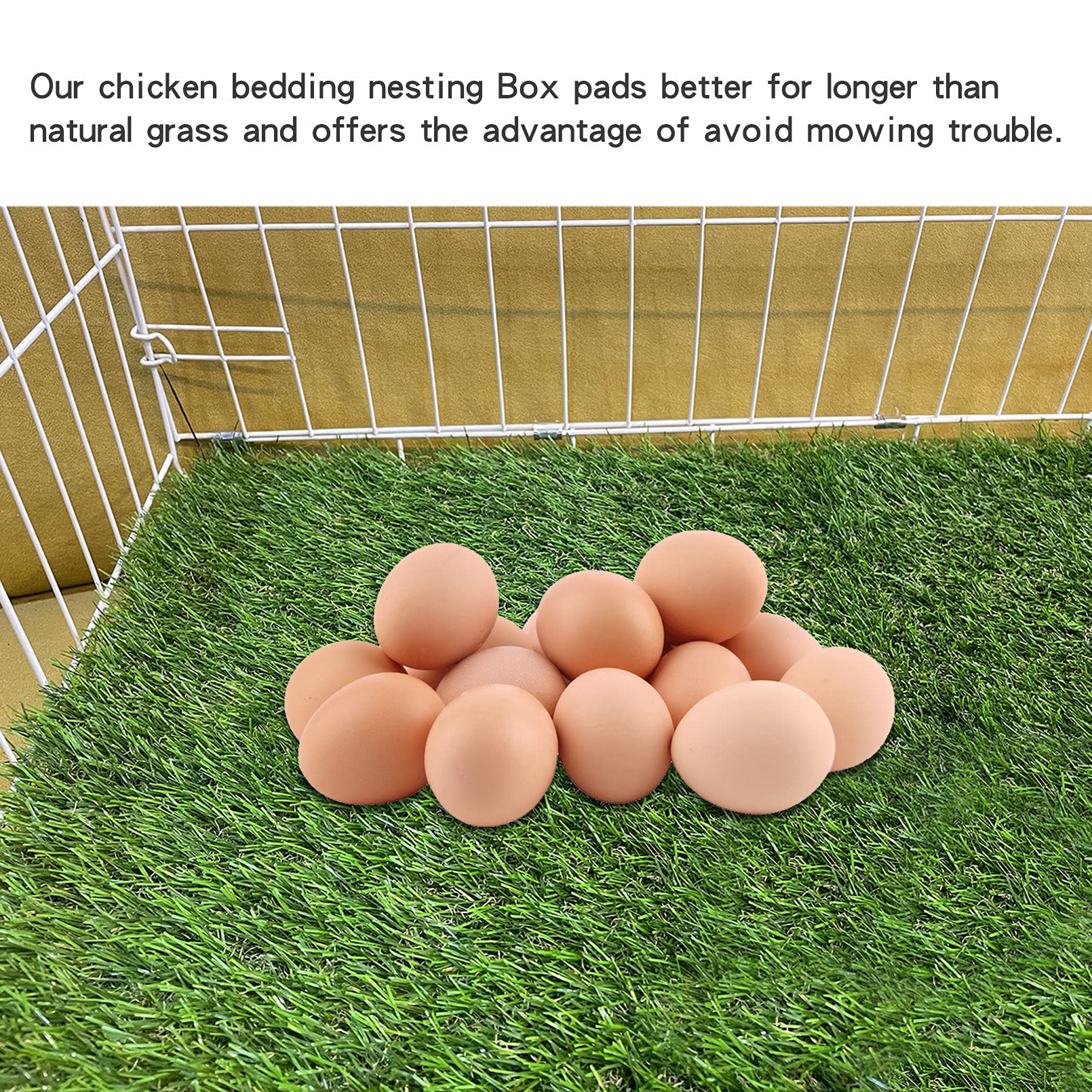 PINVNBY Washable Chicken Nesting Box Pads - 6 Pack Reusable Hen Nest Bedding with Artificial Grass Mat - 12x12x0.78 Inch Synthetic Turf for Chicken Coop, Garden, Lawn - Indoor/Outdoor Use - Perfect for Poultry Comfort & Easy Cleaning