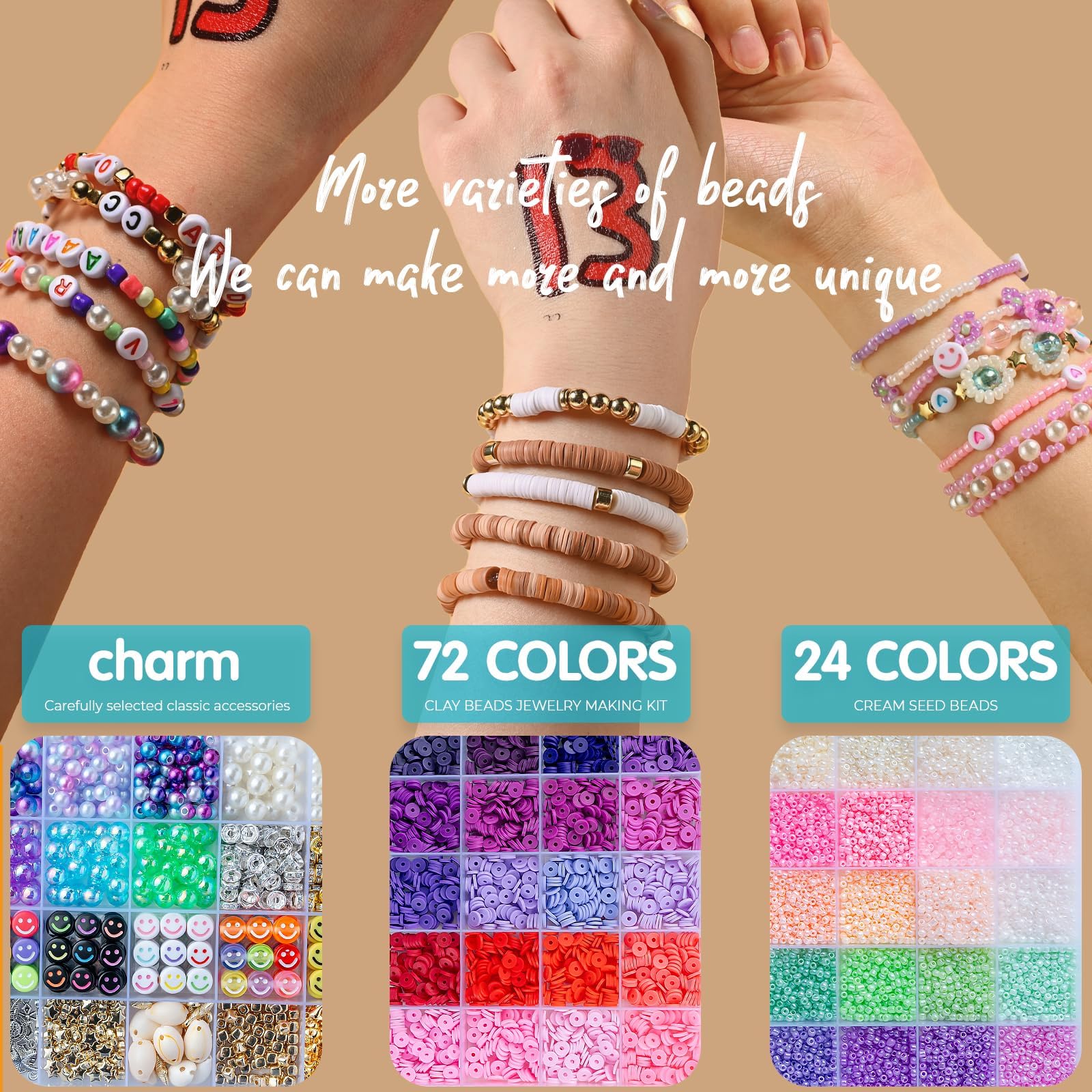 Friendship Bracelet Making Kit with 16,000pcs Clay, Seed & Glass Beads - DIY Jewelry Craft Set for Teens & Adults - Perfect for Gifts, Parties & Summer Camp Activities