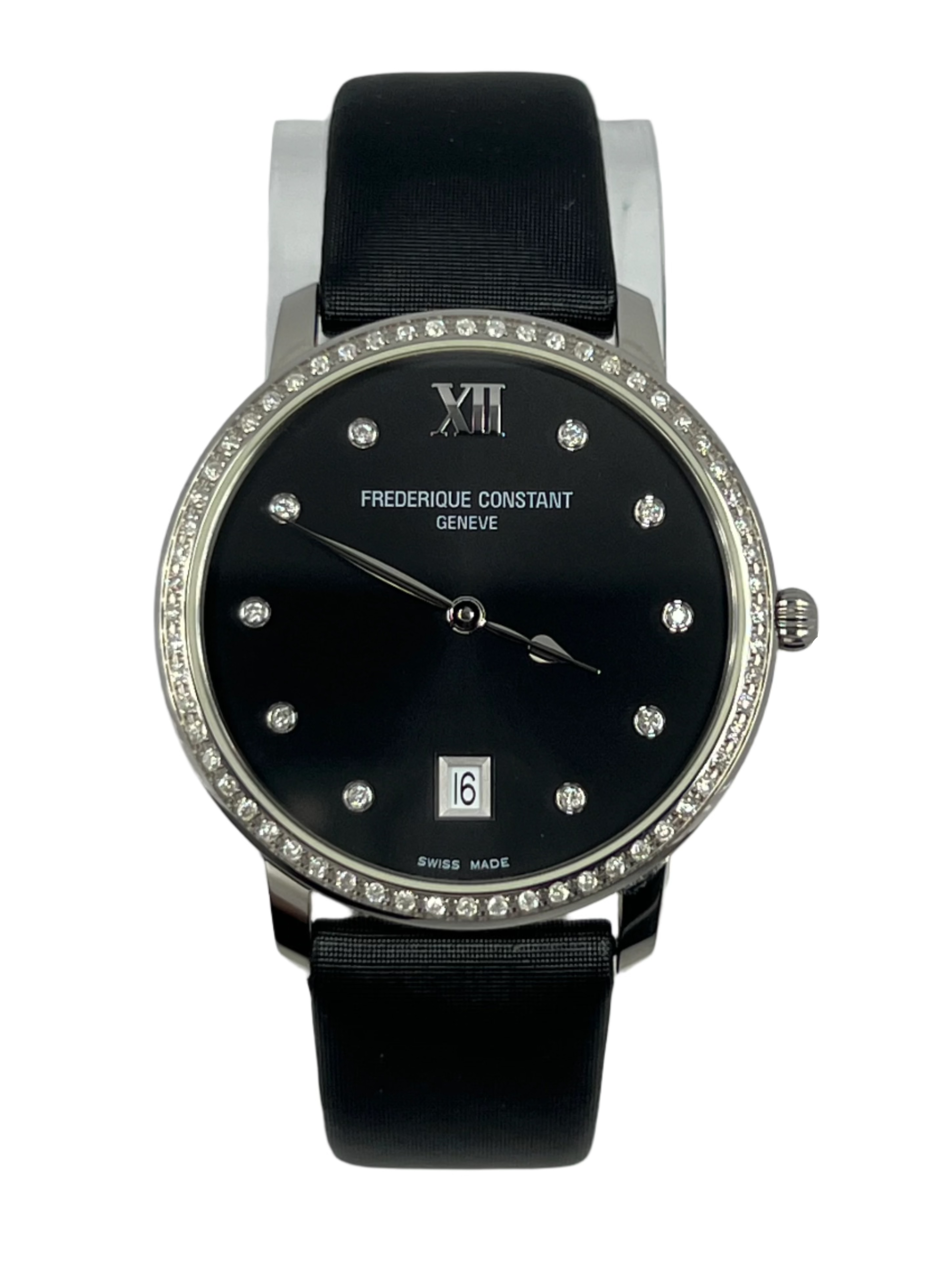 Frederique Constant Slimline Women's Watch - Stainless Steel & Diamond Accents | Elegant Dress Watch for Formal Events & Special Occasions