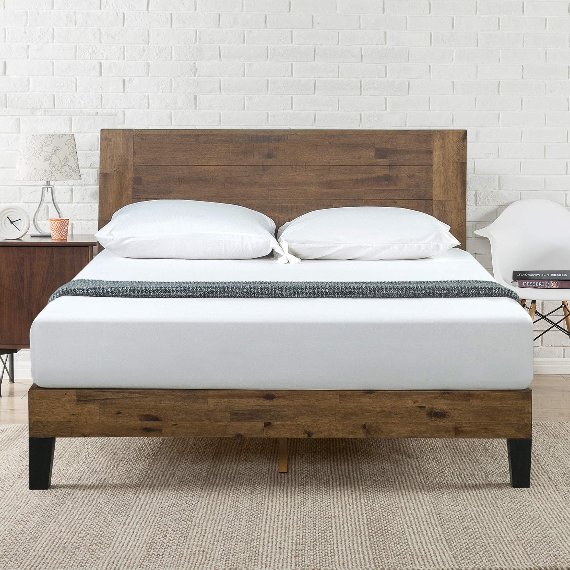 ZINUS Tonja Wood Platform Bed Frame with Headboard - Full Size Mattress Foundation with Wooden Slat Support - No Box Spring Needed - Easy Assembly - Perfect for Bedroom, Guest Room & Dorm Furniture