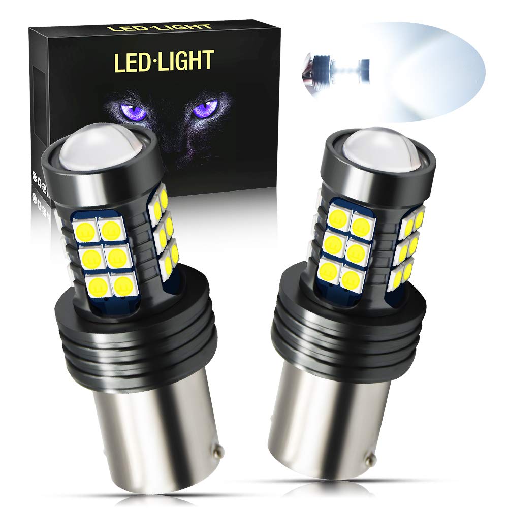 9-36V BA15S LED Bulbs 27-SMD 3030 Chip Super Bright 1156 1141 1003 1073 7506 LED Lamps - Xenon White (2-Pack) for Backup Lights, Reverse Lights, Brake Lights, Tail Lights, RV Lights - Perfect for Trucks, Trailers, Boats and Automotive Lighting Upgrades