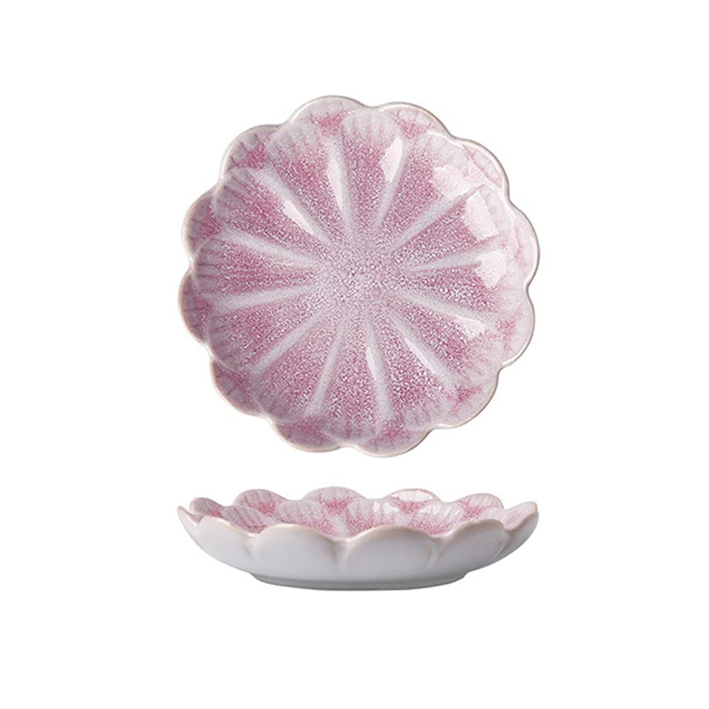 Japanese Style Ceramic Lotus Sauce Dish - Small Dipping Bowl for Sushi, Appetizers & Snacks - Elegant Serving Saucer with Lotus Pattern - Perfect for Asian Cuisine, Dinner Parties & Home Decor (1 Piece)