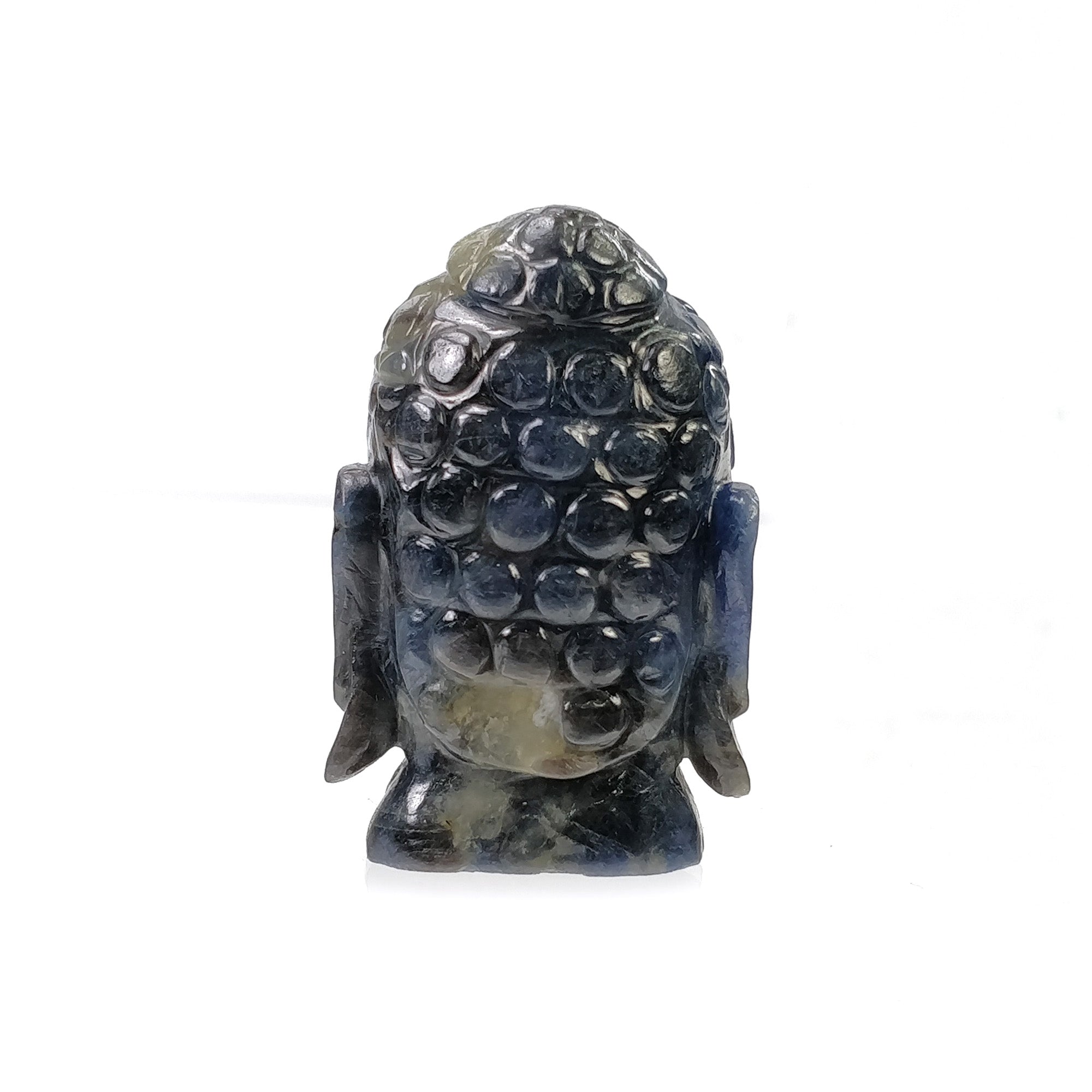 445.65cts Natural Blue Sapphire Buddha Statue - Hand Carved Untreated Gemstone Sculpture 50x31mm | Meditation Decor, Spiritual Gift, Home Altar Centerpiece