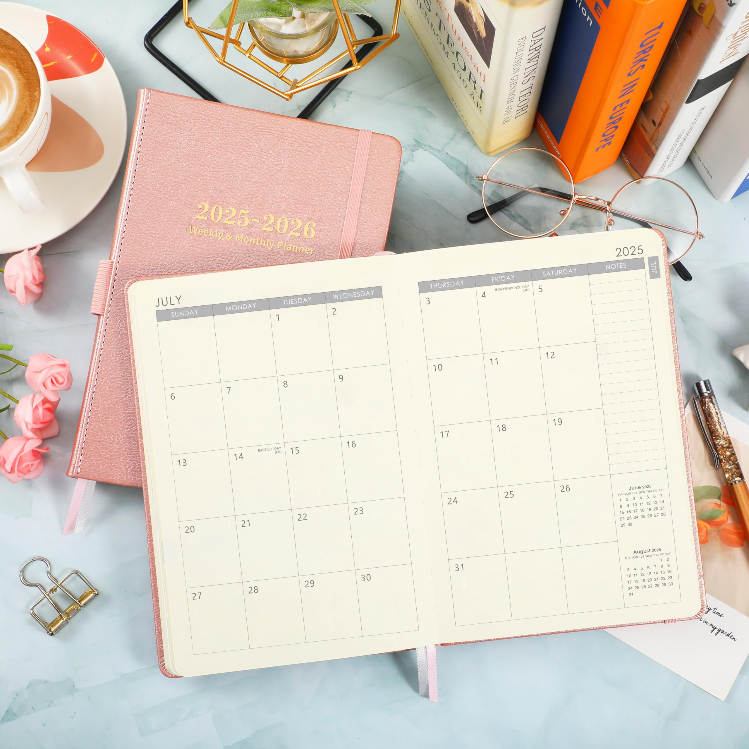 2025-2026 Weekly & Monthly Planner with Stickers - 5.7