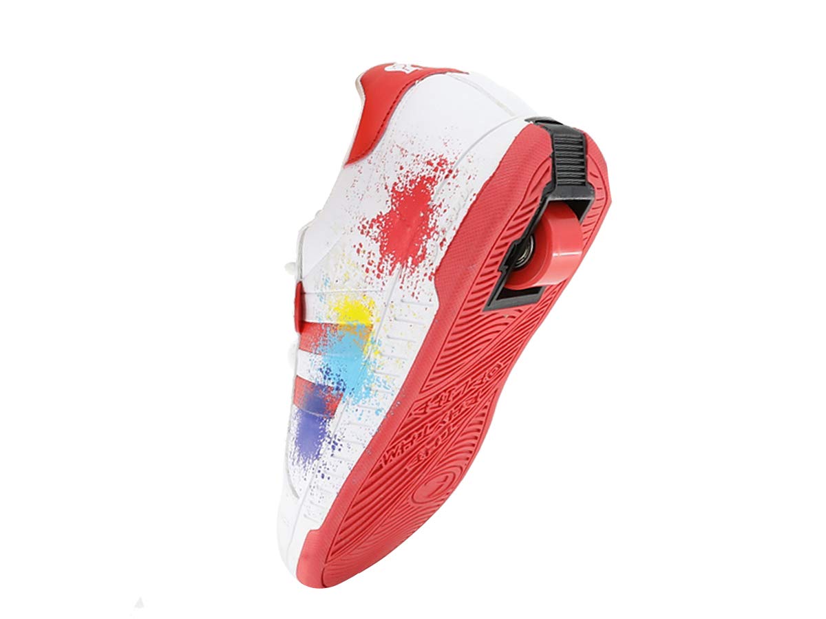 Beppi Roller Sneakers for Girls & Boys - Lightweight Skate Shoes with Wheels for Kids, White/Red - Perfect for Outdoor Play, Skate Parks & School Activities