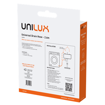 Unilux Universal 2.6m Drain Hose ULX106 - Heavy Duty Washing Machine Extension Pipe for Laundry Room, RV & Home Use