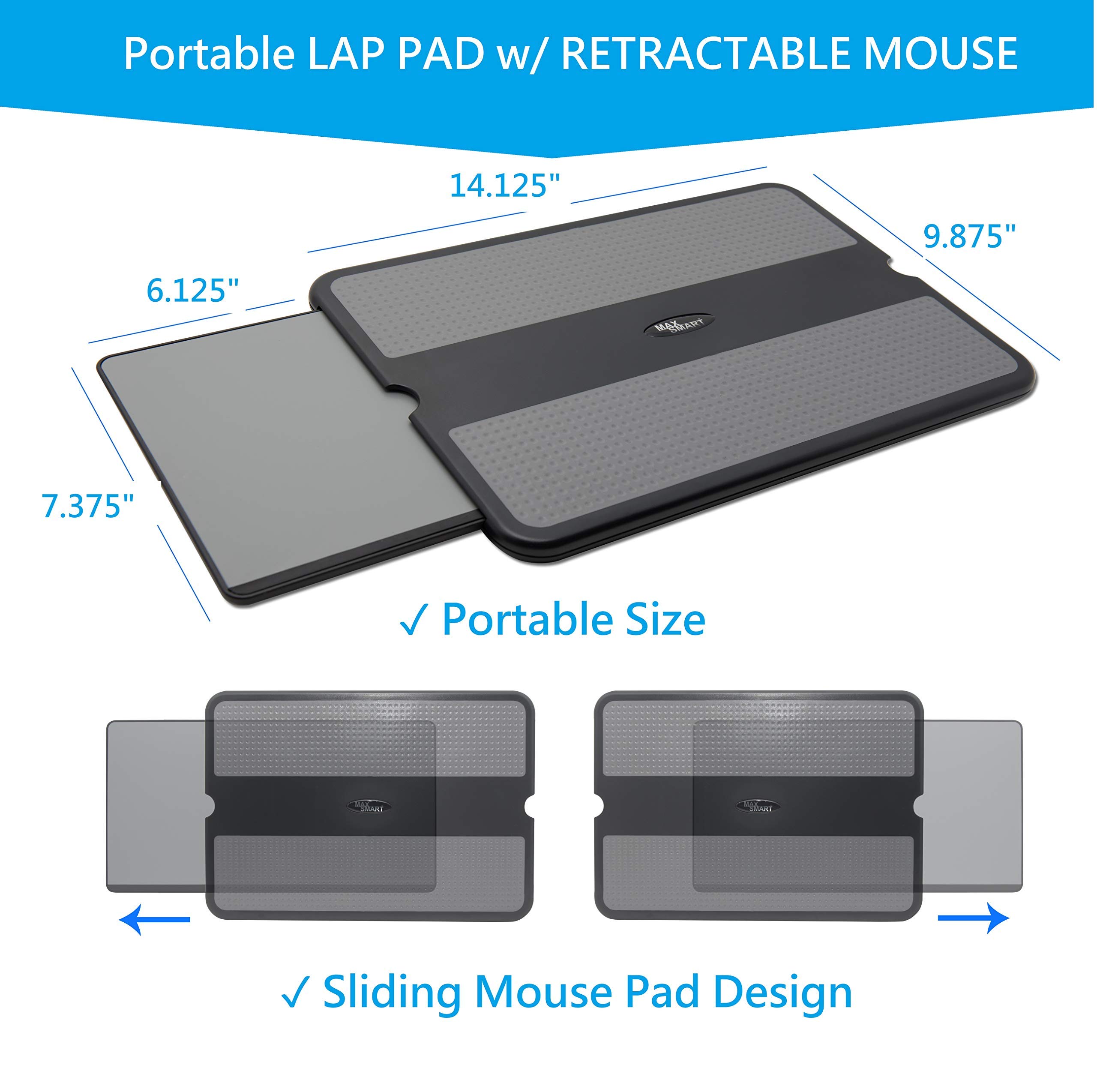 Portable Laptop Lap Desk with Cooling Fan & Detachable Mouse Pad - Adjustable Laptop Stand for Home, Office & Travel Use