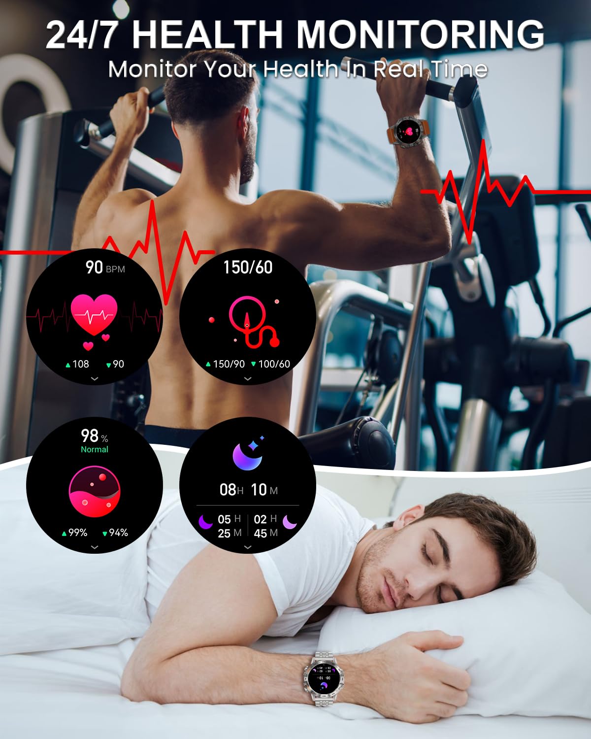Military Smart Watches for Men - Tactical Smartwatch with Answer/Make Calls, 400mAh Battery, 10+ Sports Modes - Compatible with Android & iOS - Perfect for Outdoor Activities, Fitness Tracking & Daily Use