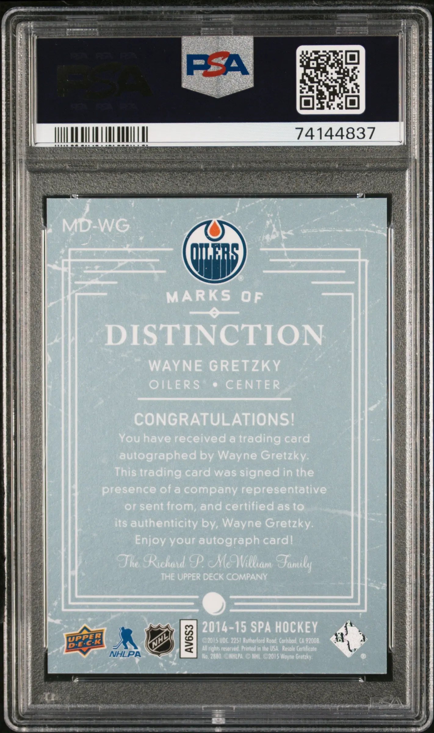2014 SP Authentic Marks of Distinction Wayne Gretzky Autographed Hockey Card PSA 8/25 - Rare Collectible for Sports Memorabilia Fans & NHL Collectors