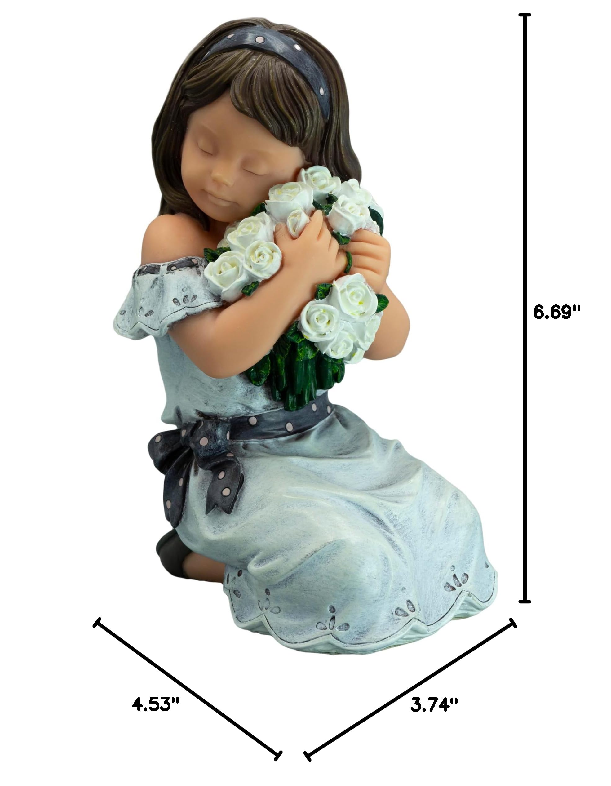 706288 Porcelain Figurine - Elegant Girl Holding Flowers | Home Decor, Gift Idea, Collectible Statue for Living Room & Shelf Display