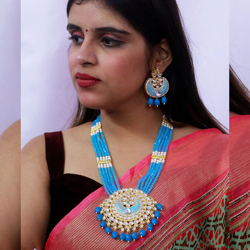 Luxury Gold Plated Royal Kundan Long Necklace for Women - Elegant Indian Bridal Jewelry for Weddings, Parties & Special Occasions