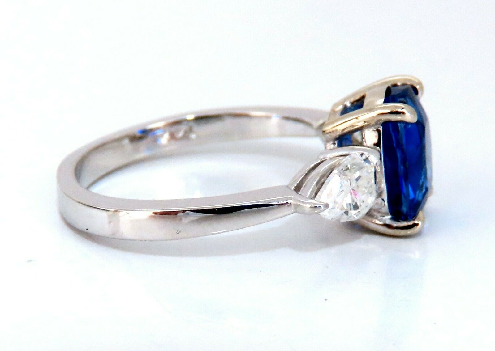 GIA Certified 2.94 Carat Natural No Heat Blue Sapphire Diamond Ring in 14K White Gold | Elegant Engagement Wedding Jewelry Gift for Women