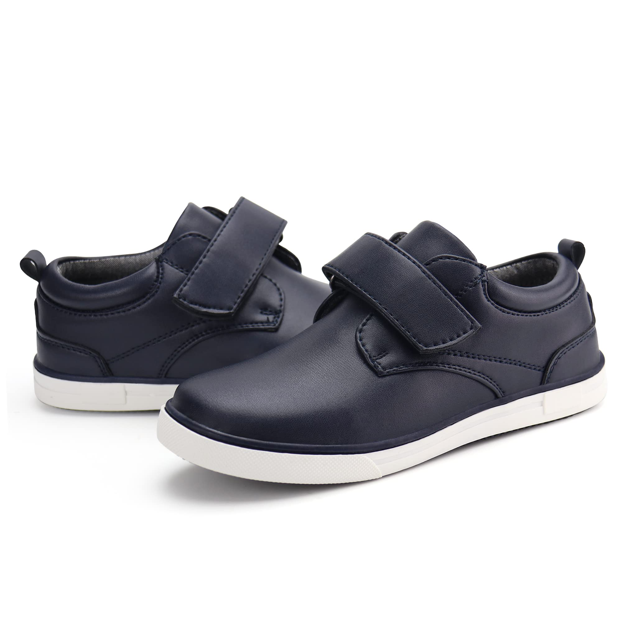 Firelli Boys Loafers - Hook & Loop Dress Shoes for School Uniforms | Comfortable Kids Oxford Shoes for Casual Wear & Daily Activities