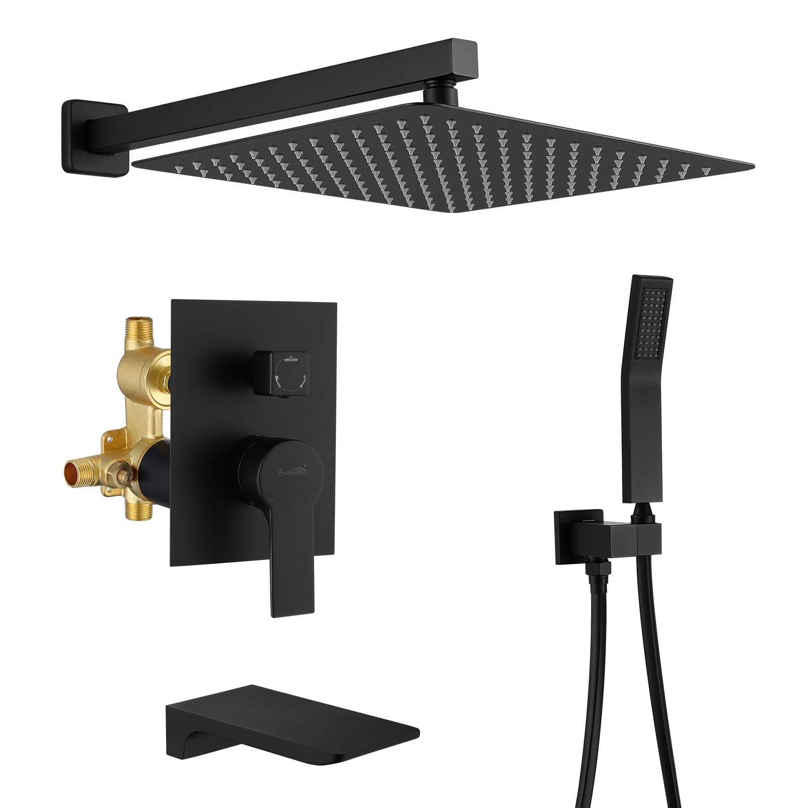 SHAMANDA Matte Black Shower System with 12