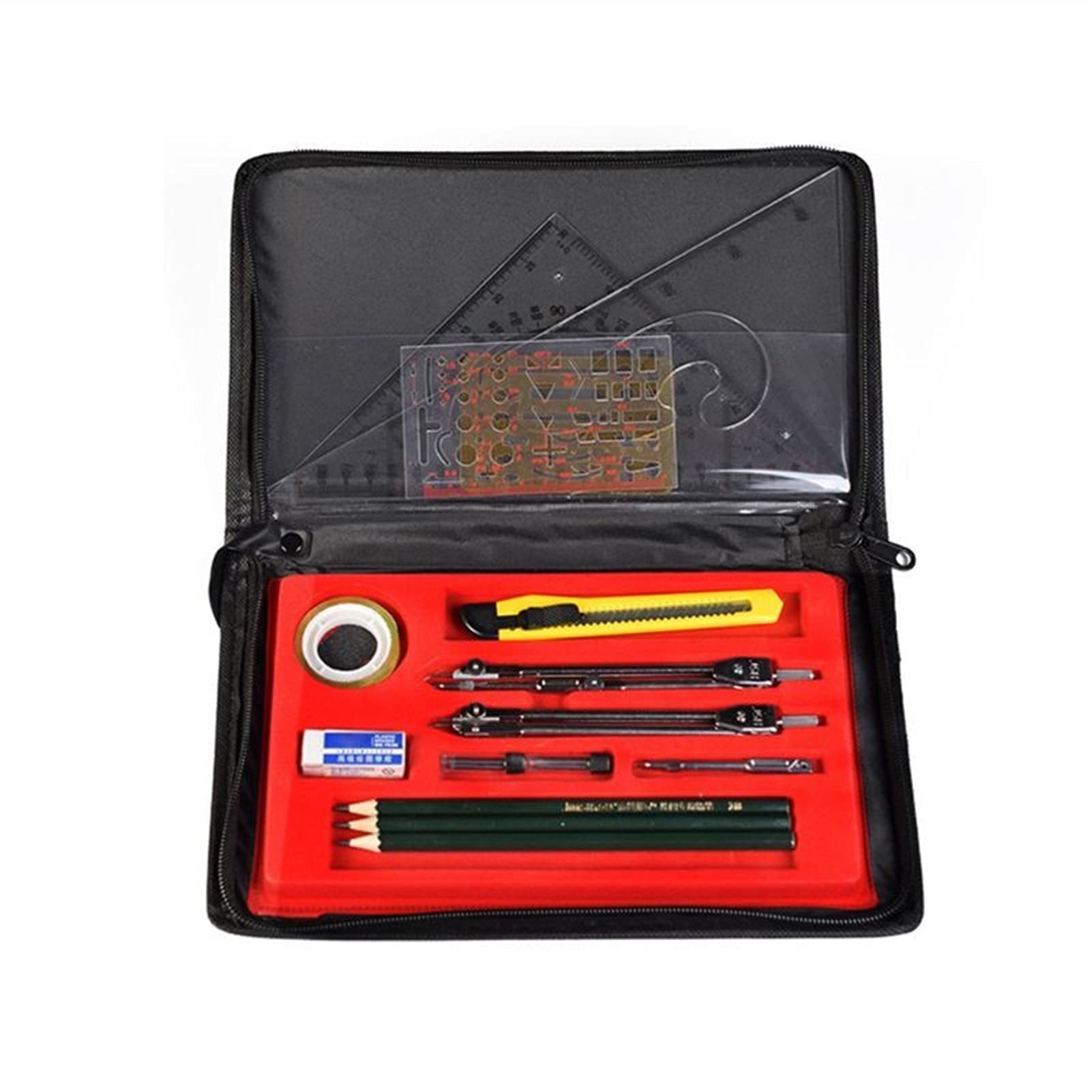 16-Piece Metal Geometry Kit Set - Precision Drafting Compass, Drawing Templates & School Supplies for Students (10.63x6.30in) - Perfect for Math Class, Engineering Drawings & Art Projects