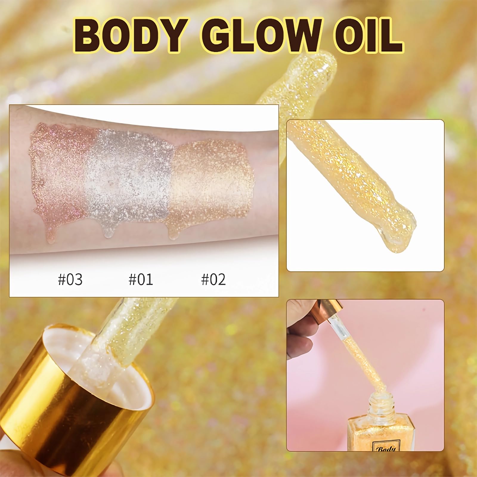 **Pearl White Hydrating Shimmer Body Oil - Long Lasting Liquid Luminizer & Non-Sticky Glow for Face & Body | Women's Shimmer Makeup & Highlighter for Parties, Festivals & Special Occasions**