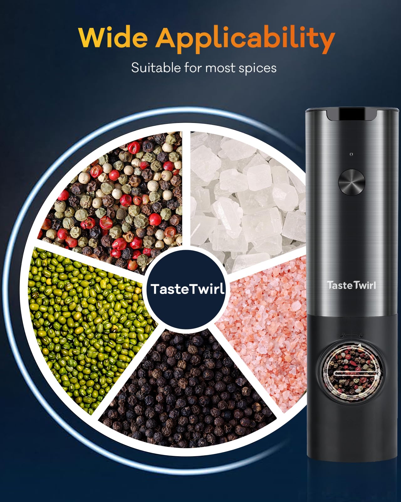 Premium Electric Salt and Pepper Grinder Set - USB Rechargeable, Adjustable Coarseness, One-Hand Operation with LED Light - Perfect for Kitchen, Dining Table & Outdoor BBQ