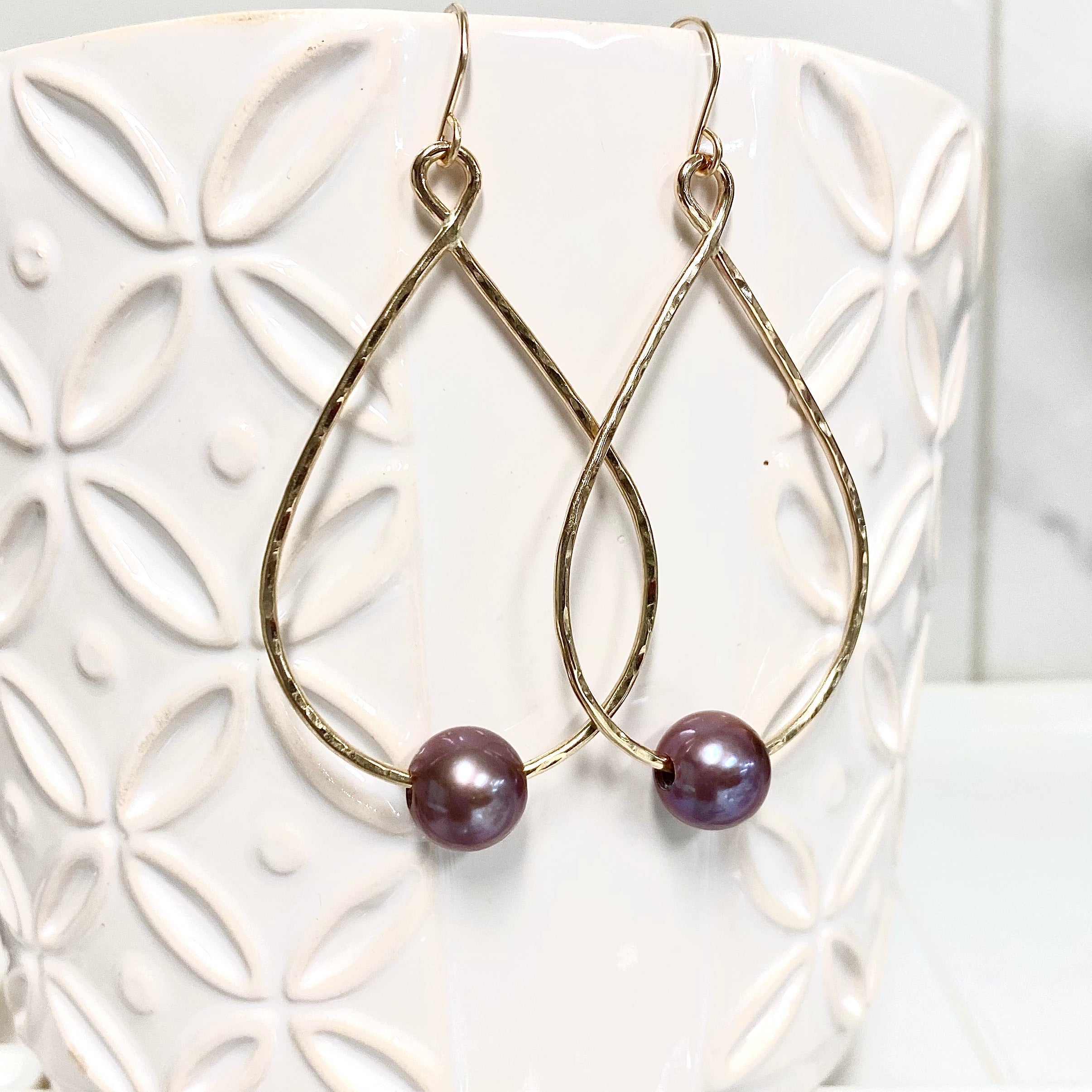 MOLLY Lavender Edison Pearl Earrings (E576) - Elegant Dangle Earrings for Women, Perfect for Weddings, Parties & Everyday Wear