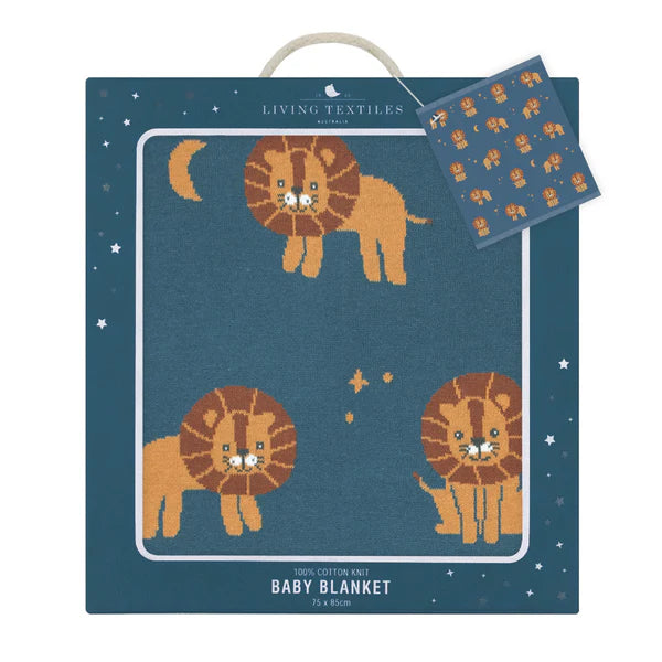 Soft Cotton Knit Baby Blanket with Cute Lion Design - Cozy & Breathable for Newborns, Infants & Toddlers - Perfect for Nursery, Stroller, Swaddling & Photo Shoots
