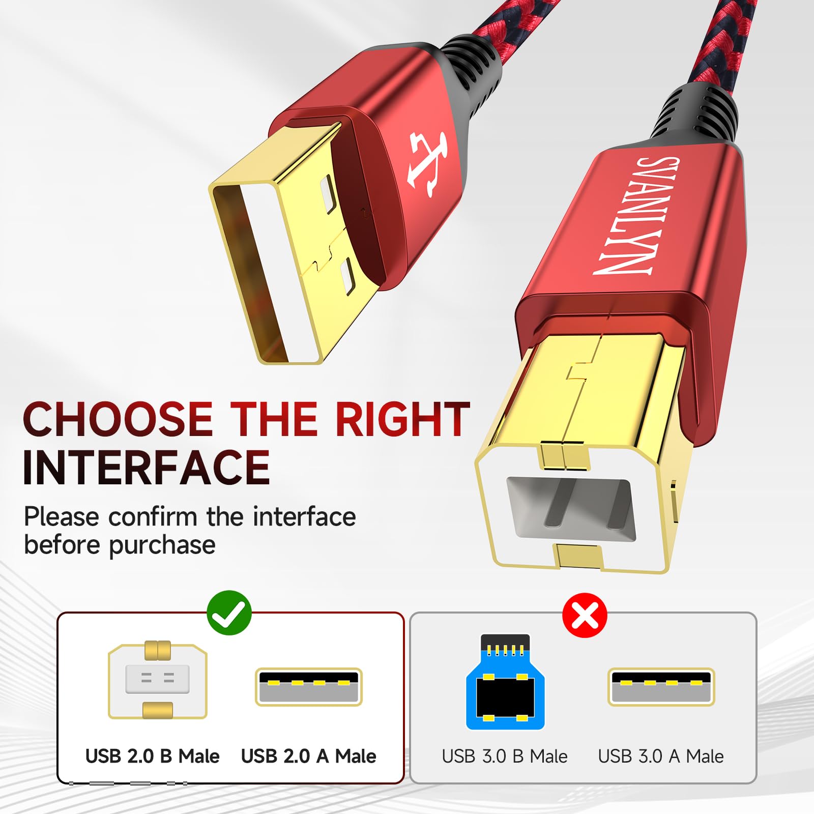 20 FT USB 2.0 Printer Cable A to B Cord - Compatible with HP, Epson, Brother, Dell, Lexmark Printers - High Speed Data Transfer for Home & Office Printing Needs