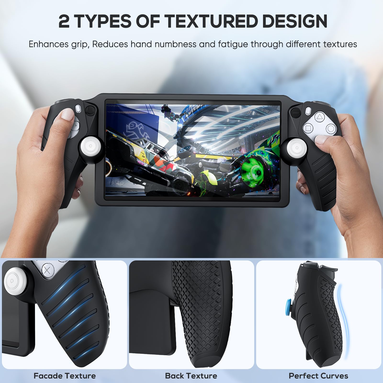 KINWIN 8-in-1 Accessories Bundle for PS5 Portal - EVA Carrying Case, Silicone Cover, 2 Screen Protectors & 4 Thumb Grips | Perfect for Travel Protection & Enhanced Gaming Experience on PlayStation Portal