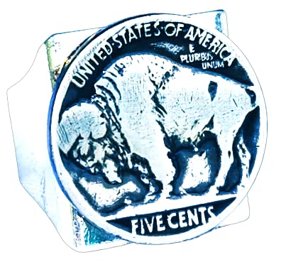 Authentic Buffalo Indian Nickel Coin Signet Men's Ring - Adjustable Size 6-11, Silver Plated - Perfect Gift for Bison Fans & Western Style Lovers - Ideal for Weddings, Parties and Vintage Fashion