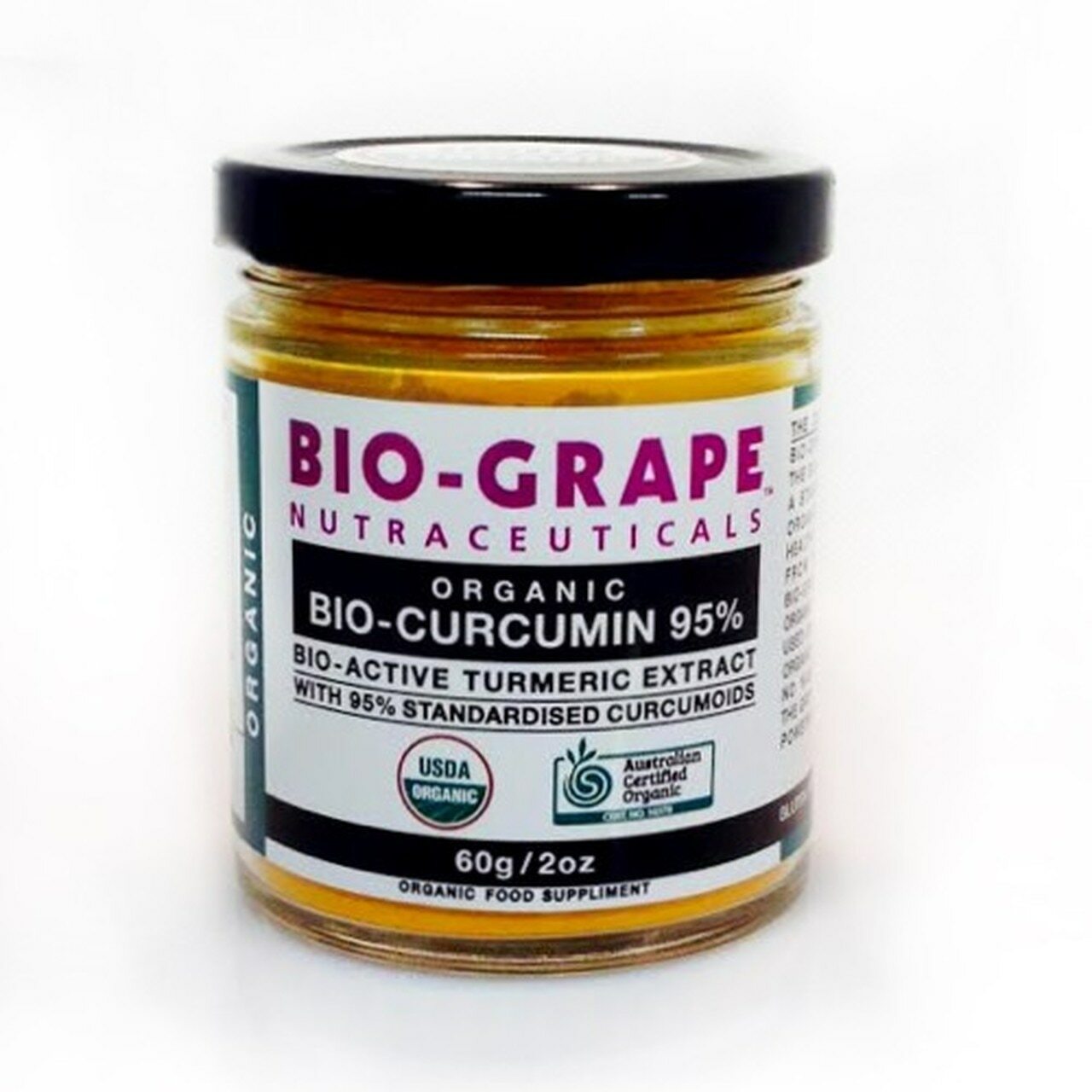 Organic Bio Grape Curcumin 95% Extract - Premium Turmeric Supplement for Joint Support & Inflammation Relief - Ideal for Daily Wellness & Anti-Aging Skincare Routine