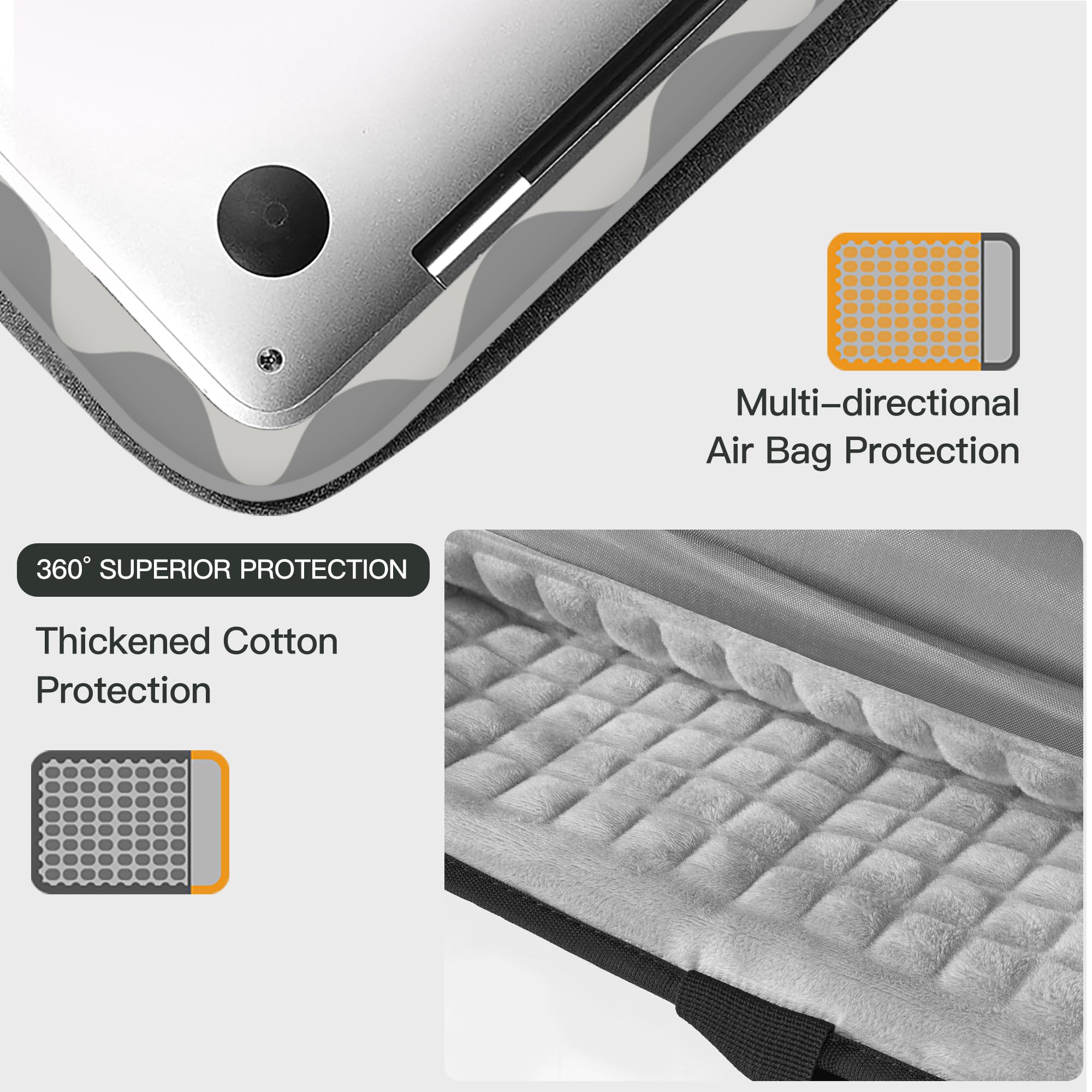 360° Protective Laptop Case Bag with Air Cushion - Durable Shoulder Briefcase for 13-14.2 Inch MacBook, Dell, HP (Ideal for Business Travel, Commuting & School)
