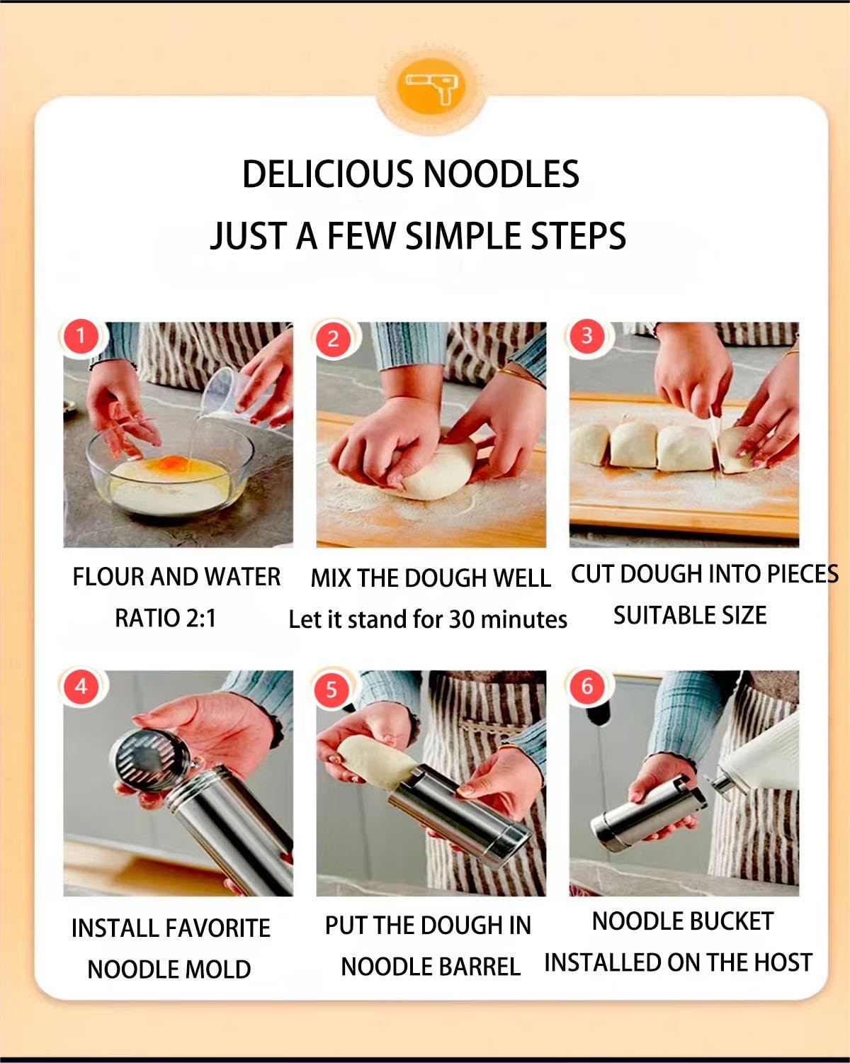 Electric Noodle Maker Machine - Handheld Wireless Pasta Press for Homemade Italian Pasta, Sausage & Dumplings | 3 Filling Tubes & Molding Mold Included | Perfect for Kitchen, Camping & Quick Meals