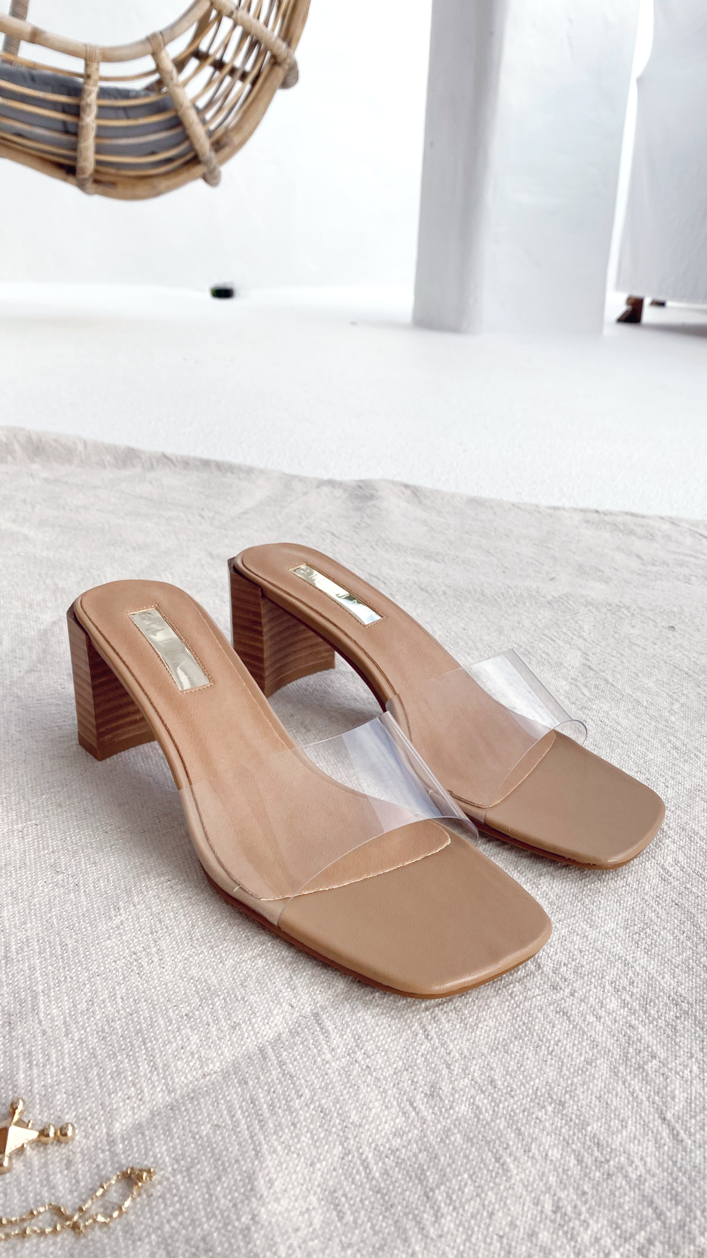 Lucy Heel Women's Sandals - Comfortable Clay & Clear Strappy Summer Shoes for Beach, Party & Casual Outings