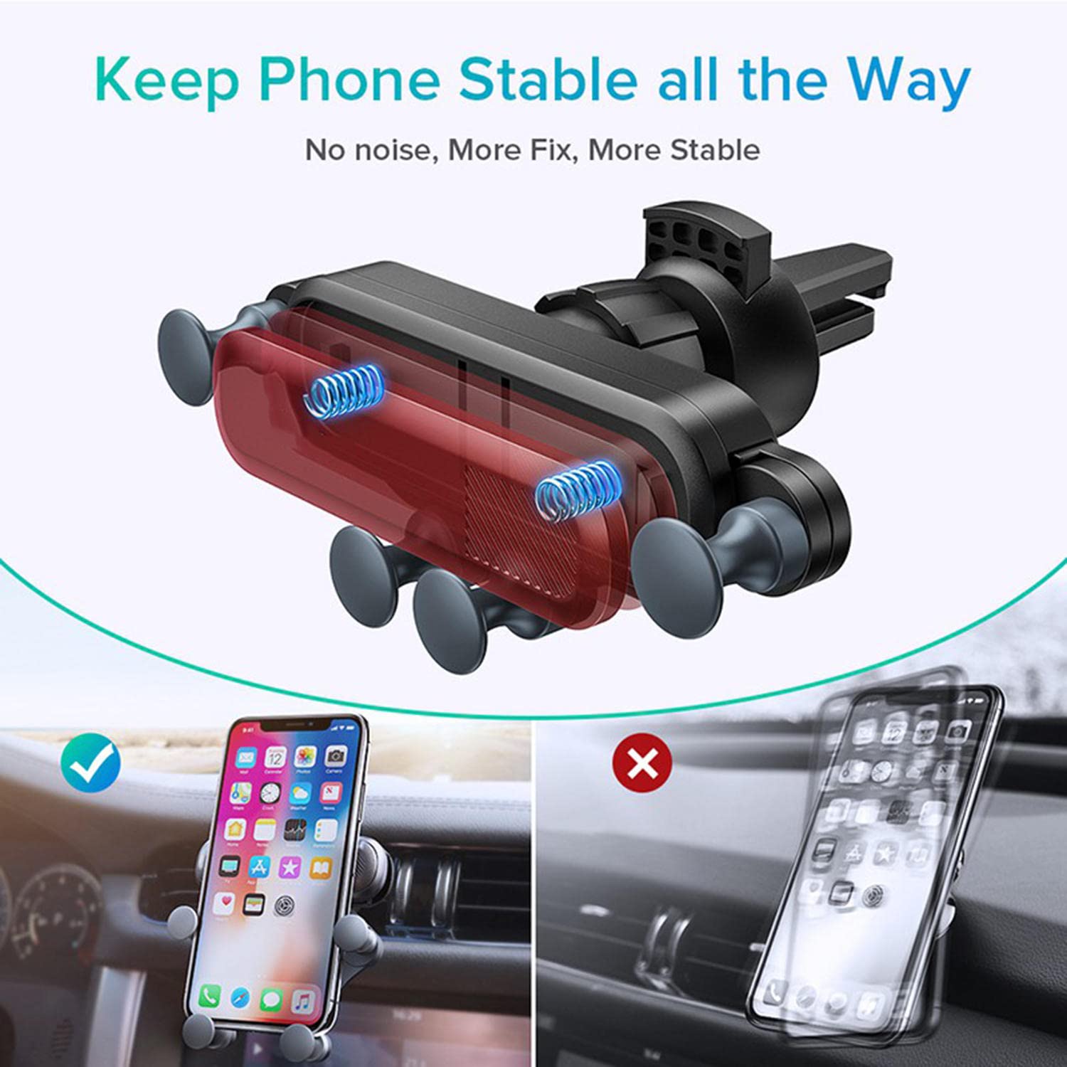 Universal Car Phone Holder Mount - Adjustable Gravity Phone Stand for iPhone, Samsung, Huawei, Xiaomi, Redmi & LG - Secure Smartphone GPS Car Mount for Hands-Free Driving & Navigation