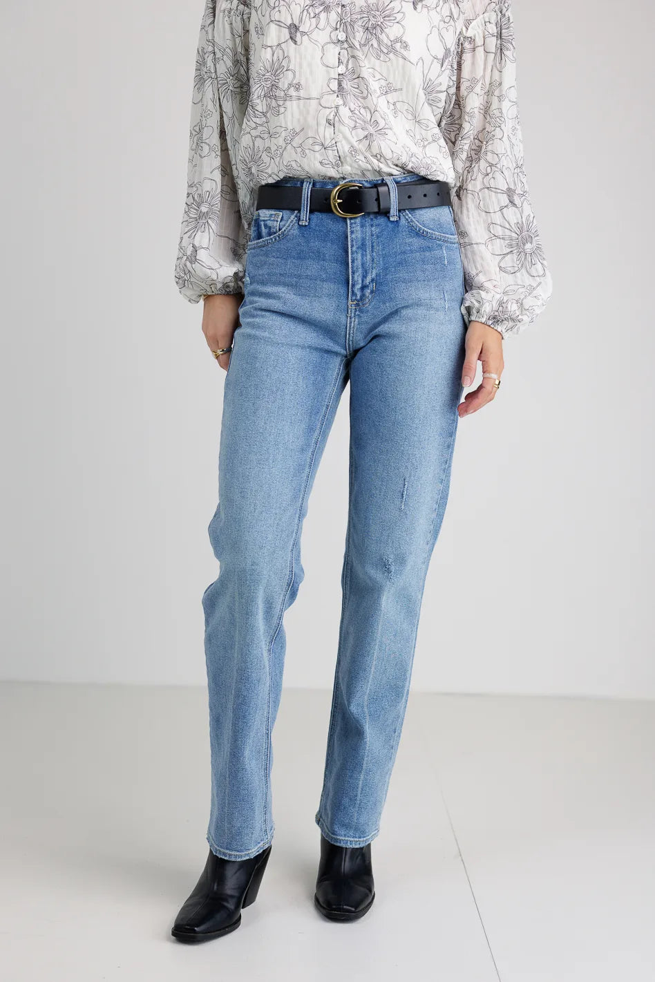 Juno Straight Leg Jeans for Women - High Waist Slim Fit Denim Pants | Perfect for Casual Wear, Office & Date Night Outfits