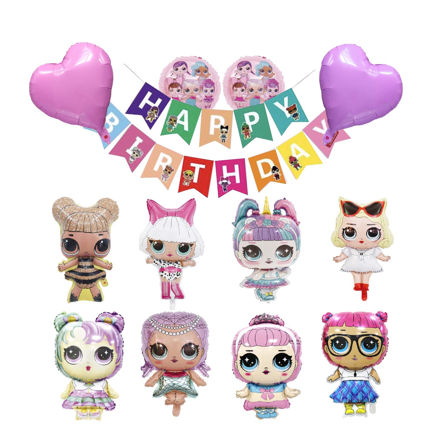 Happy Birthday Banner & Party Decorations - Doll Themed Surprise Party Supplies for Girls | Perfect for Birthday Celebrations, Baby Showers & Special Events