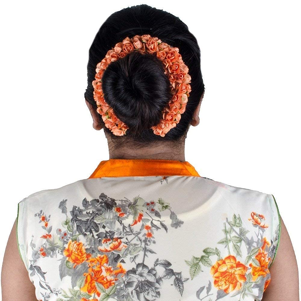 Artificial Gajra Hair Flowers - Red Floral Hair Accessories for Women | Perfect for Weddings, Parties, and Festivals