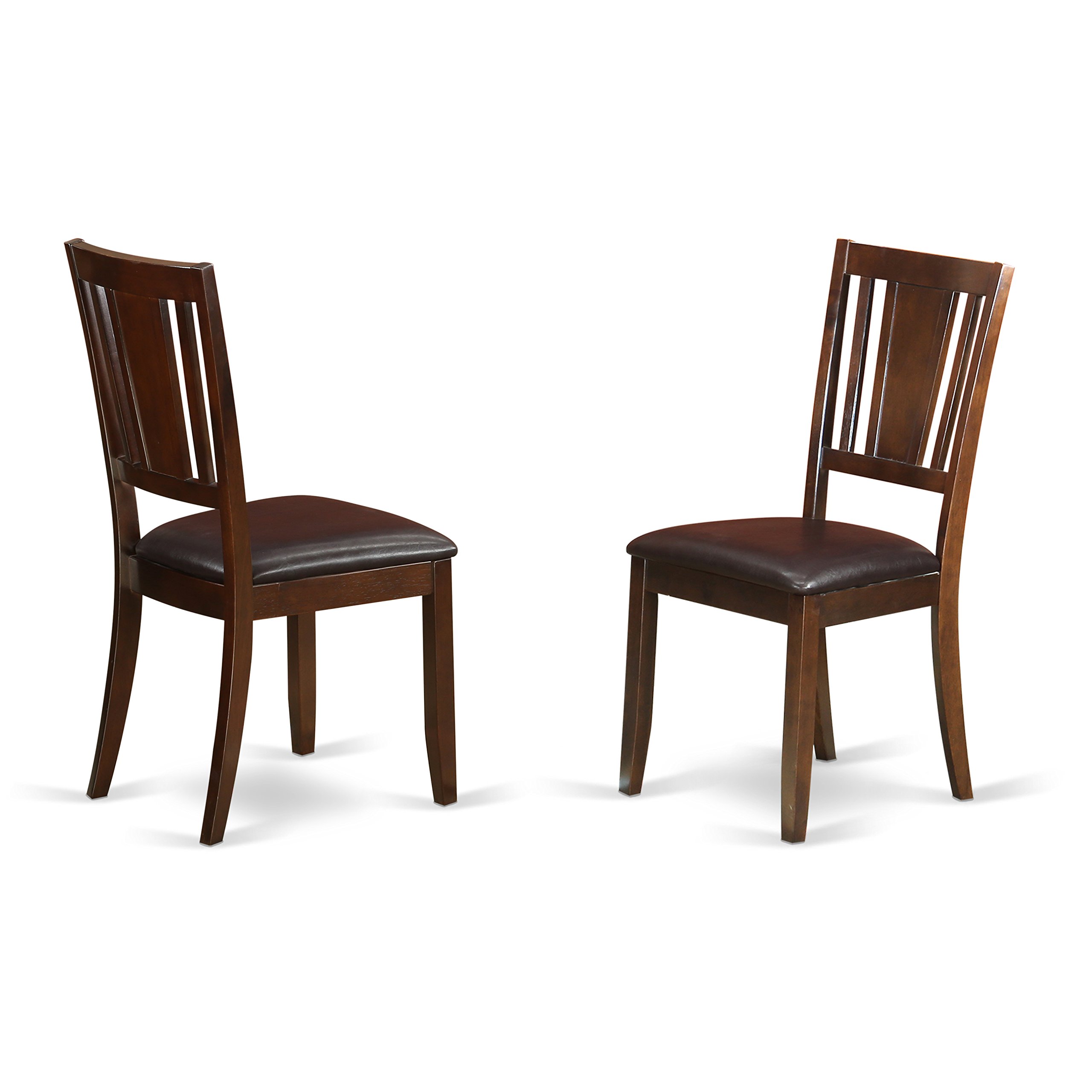 East West Furniture ESDU3-MAH-LC 3-Piece Round Dining Table Set with Pedestal Base & 2 Faux Leather Chairs - 30x30 Inch Mahogany - Perfect for Small Spaces, Breakfast Nooks & Cozy Apartments