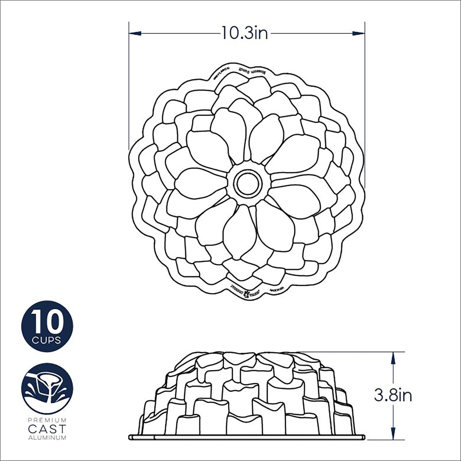 Nordic Ware Blossom Bundt Pan - Premium Non-Stick Baking Pan for Cakes, Bread & Desserts - Perfect for Birthday Parties, Tea Time & Holiday Baking