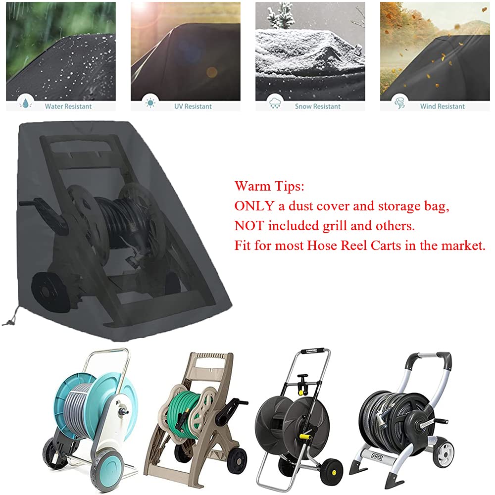 UCARE 420D Oxford Waterproof Garden Hose Reel Cover - Sun Protective, Durable Storage Bag for Free Standing & Portable Hose Reel Carts - Perfect for Patio, Lawn, and Outdoor Garden Use (Black)