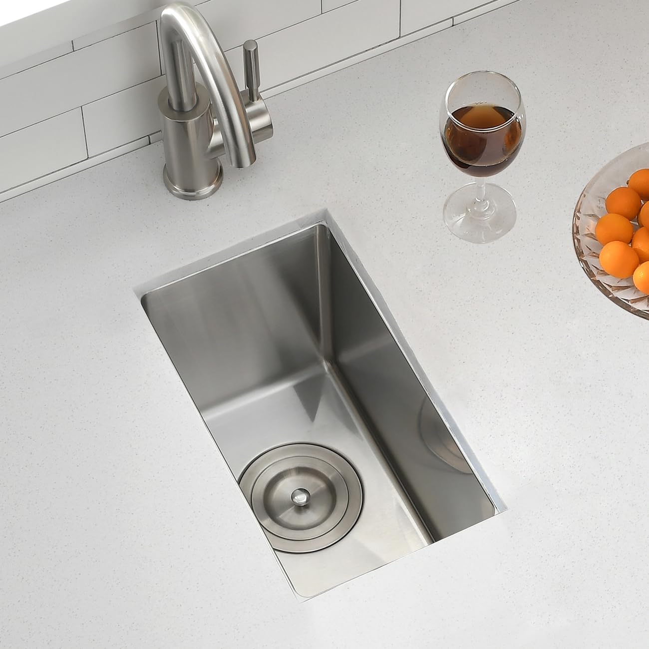 9x15 Inch 16 Gauge Stainless Steel Undermount Bar Sink - Small 9 Inch Sink for Coffee Bars & Kitchenettes - Swift Horse Durable Bar Sink for Home, Office & Commercial Use
