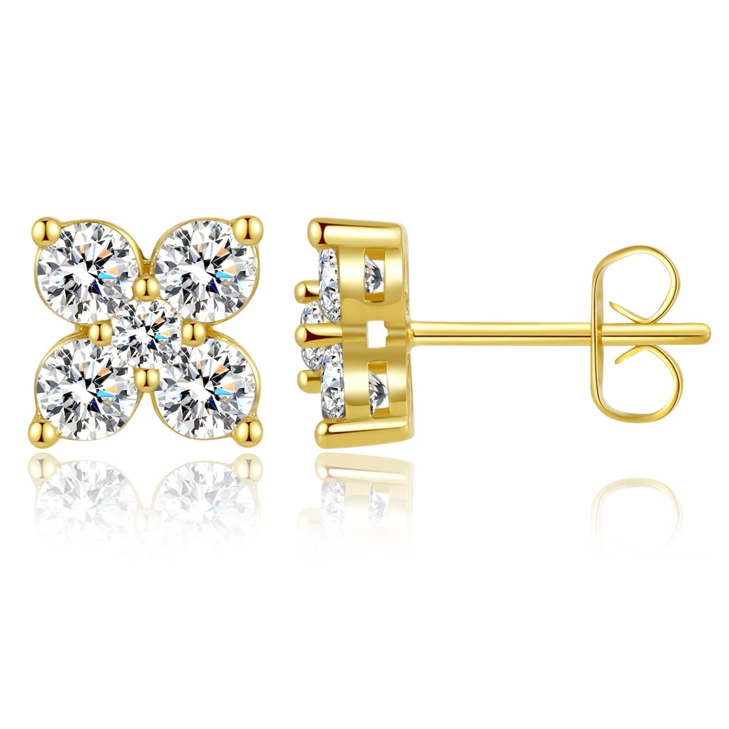 Hypoallergenic Gold Flat Back Stud Earrings for Women - Elegant Ball Stud Earrings for Sensitive Ears | Perfect for Daily Wear, Parties & Gifts