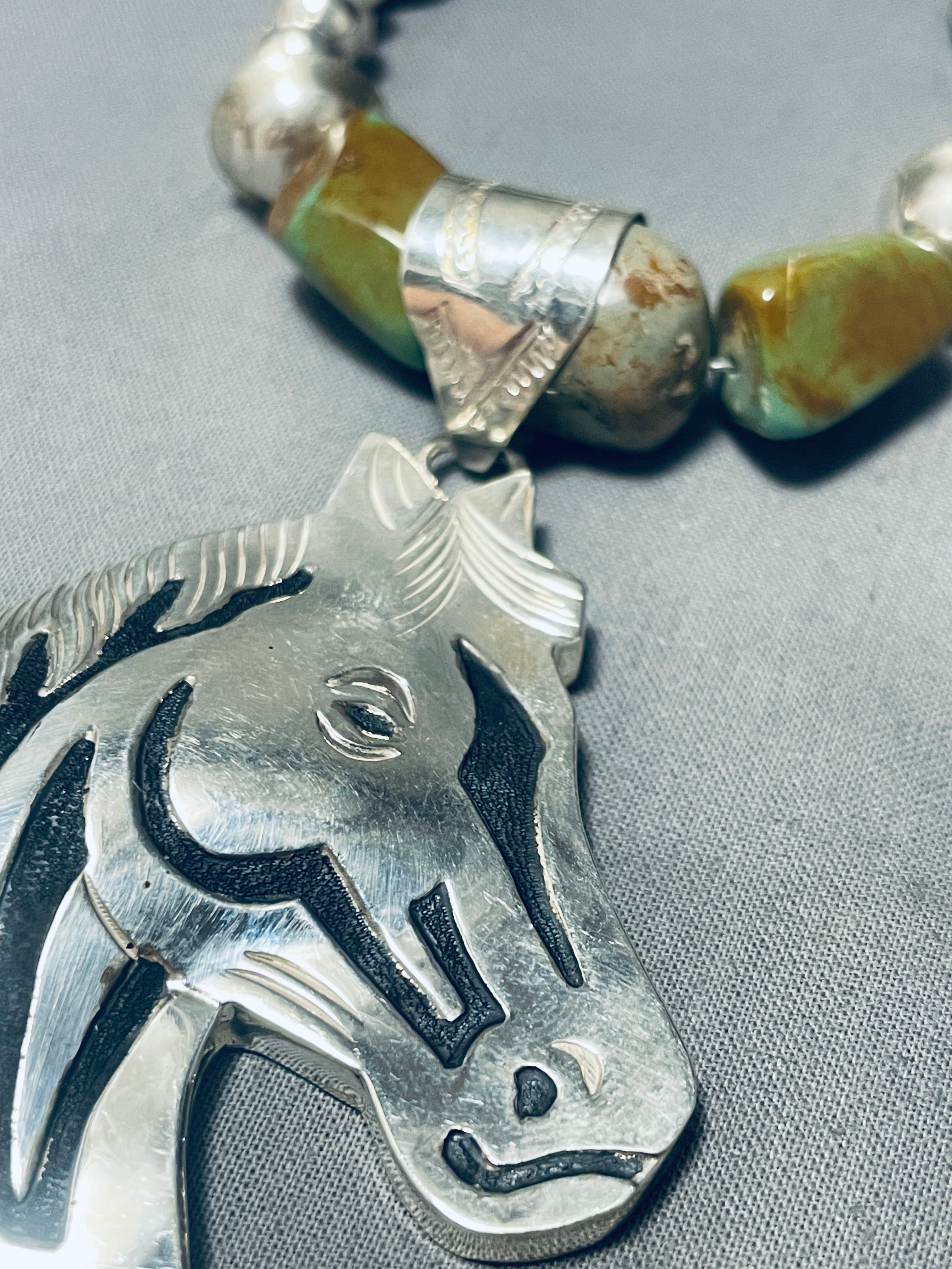 Authentic Navajo Sterling Silver Necklace with Green Turquoise - 115g Handcrafted Jewelry for Women, Perfect for Boho Fashion, Weddings & Special Occasions