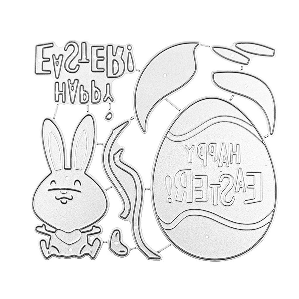 Happy Easter Egg Bunny Metal Cutting Dies for Scrapbooking, DIY Cards, Albums & Paper Crafts - Easter Decorations, Embossing Stencils & Creative Art Projects - Perfect for Easter Gifts, Party Decor & Handmade Greeting Cards