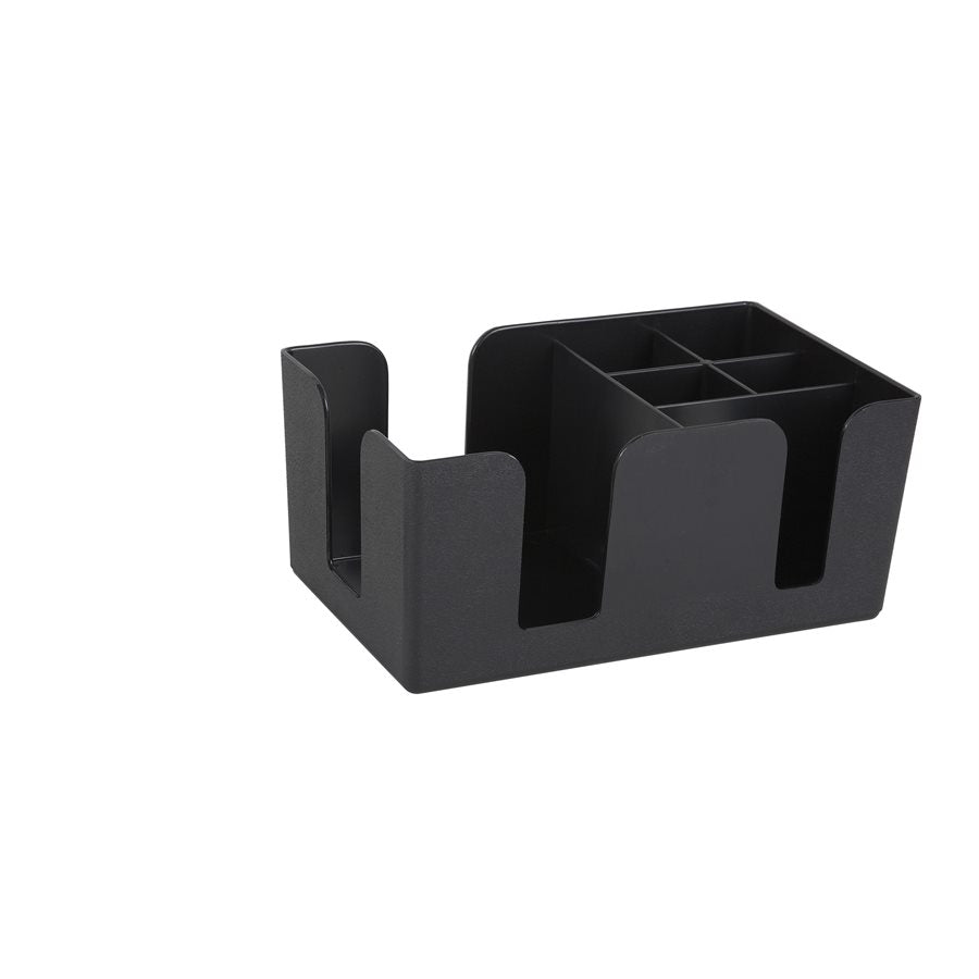 Winco 6-Compartment Black Condiment Caddy - Perfect for Restaurants, Kitchens & Picnics - Organize Sauces, Spices & Toppings